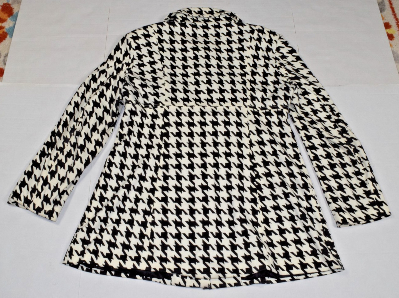 Vintage Susan Bristol Coat Size L Y2K Black White Houndstooth Large Button Lined
