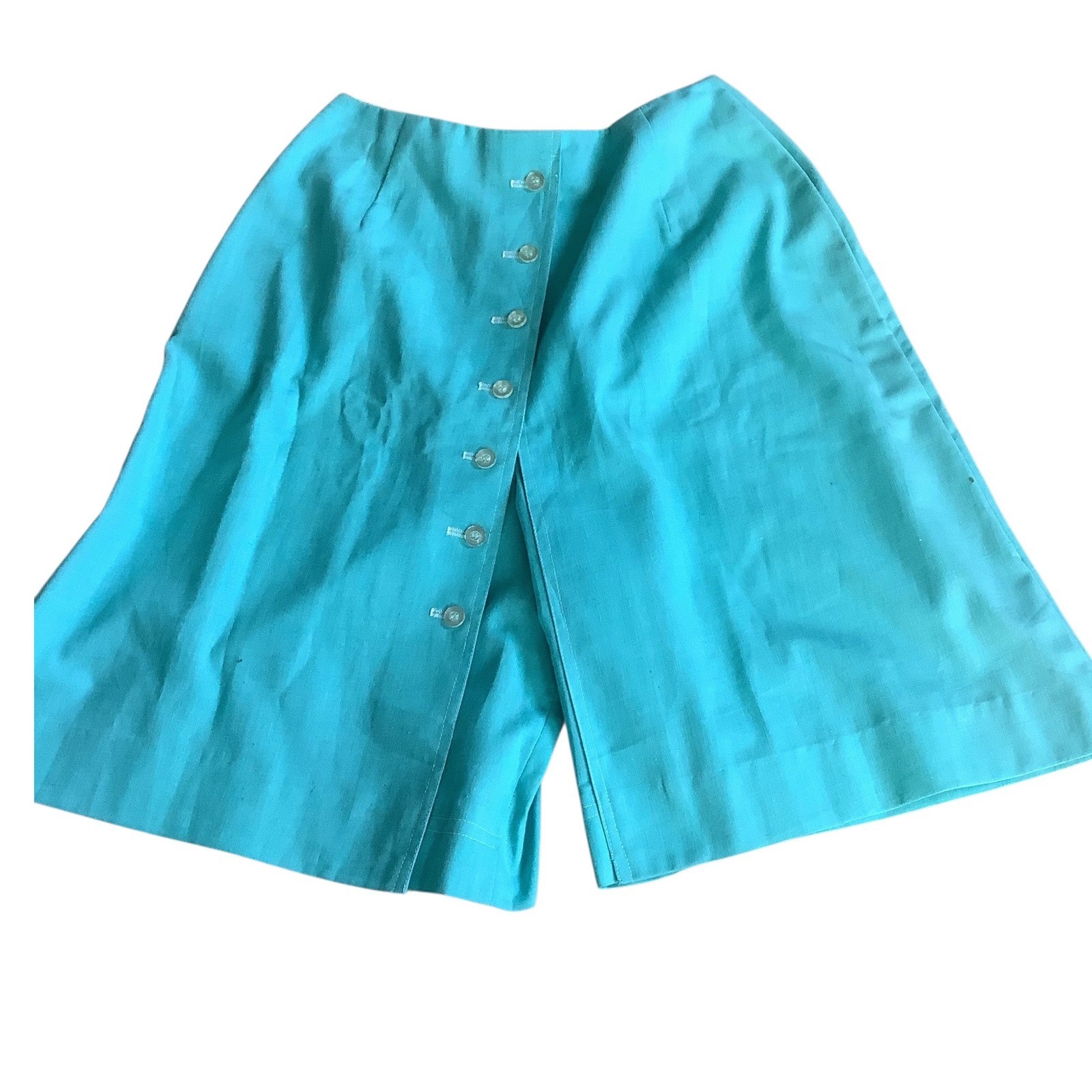 Vintage Prestige of Boston Turquoise Blue Button Front Skort ILGWU Union Tag 8