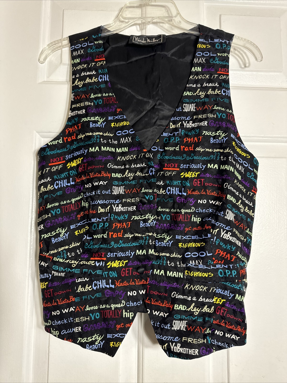 Vintage 90’s Nicole Miller Silk Vest Slang & Throwback Pop-culture Catchphrases