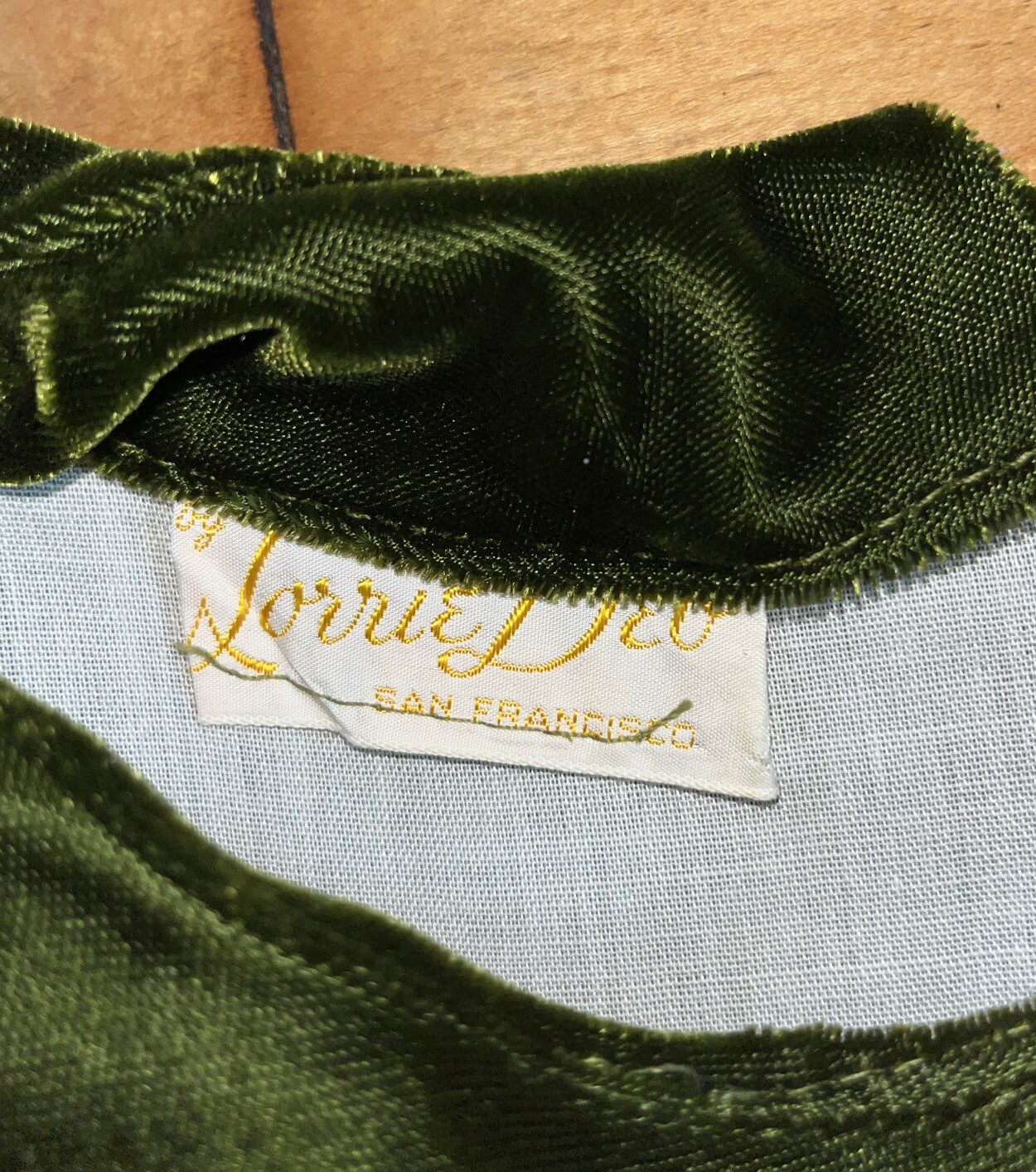 Vtg 1960’s Dress Lorie Deb Green Velvet And Lace Dress