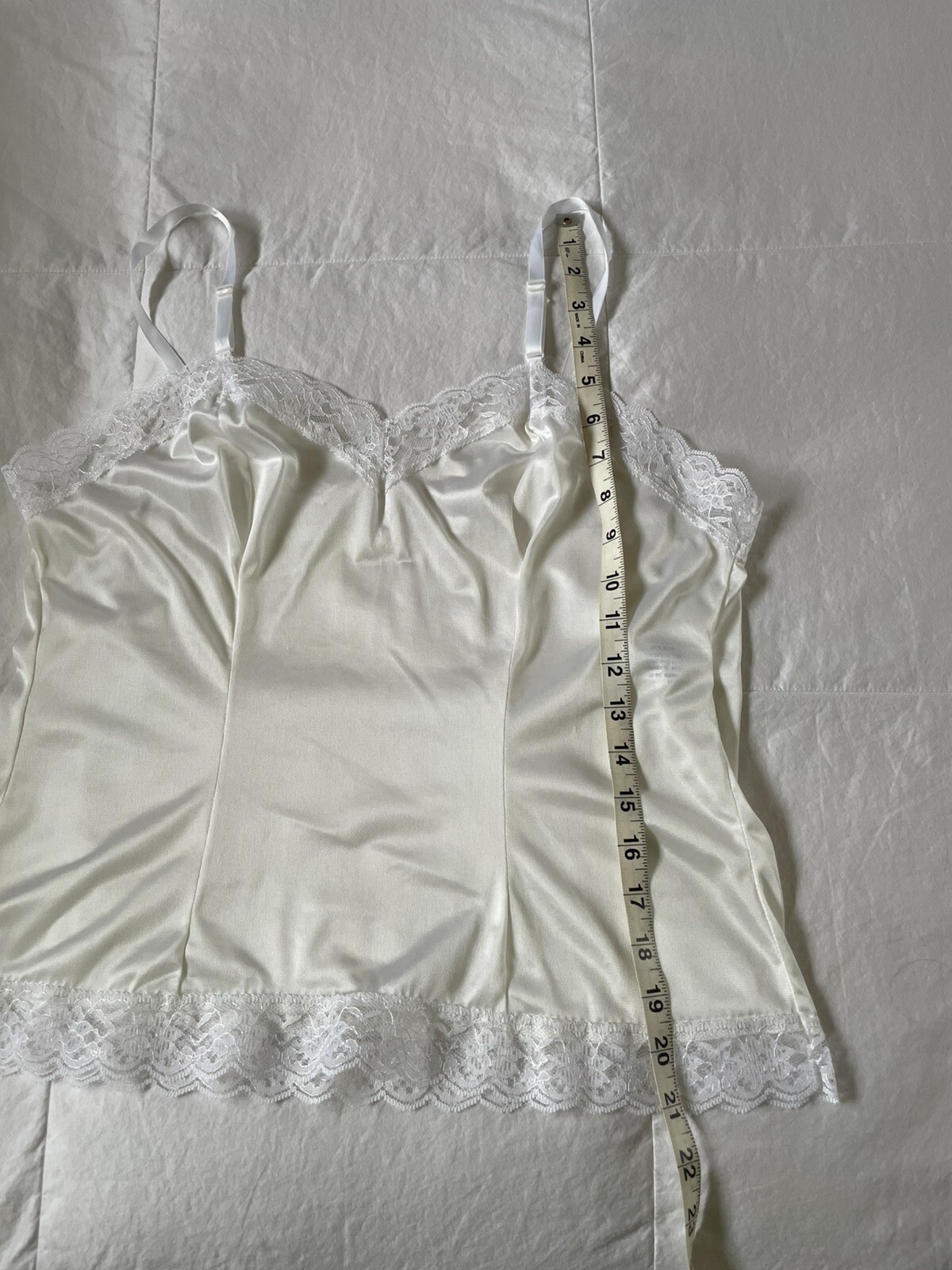 Vintage NEW Silky Lace Camisole Ivory Slip Tank Top Large Lingerie Dressing