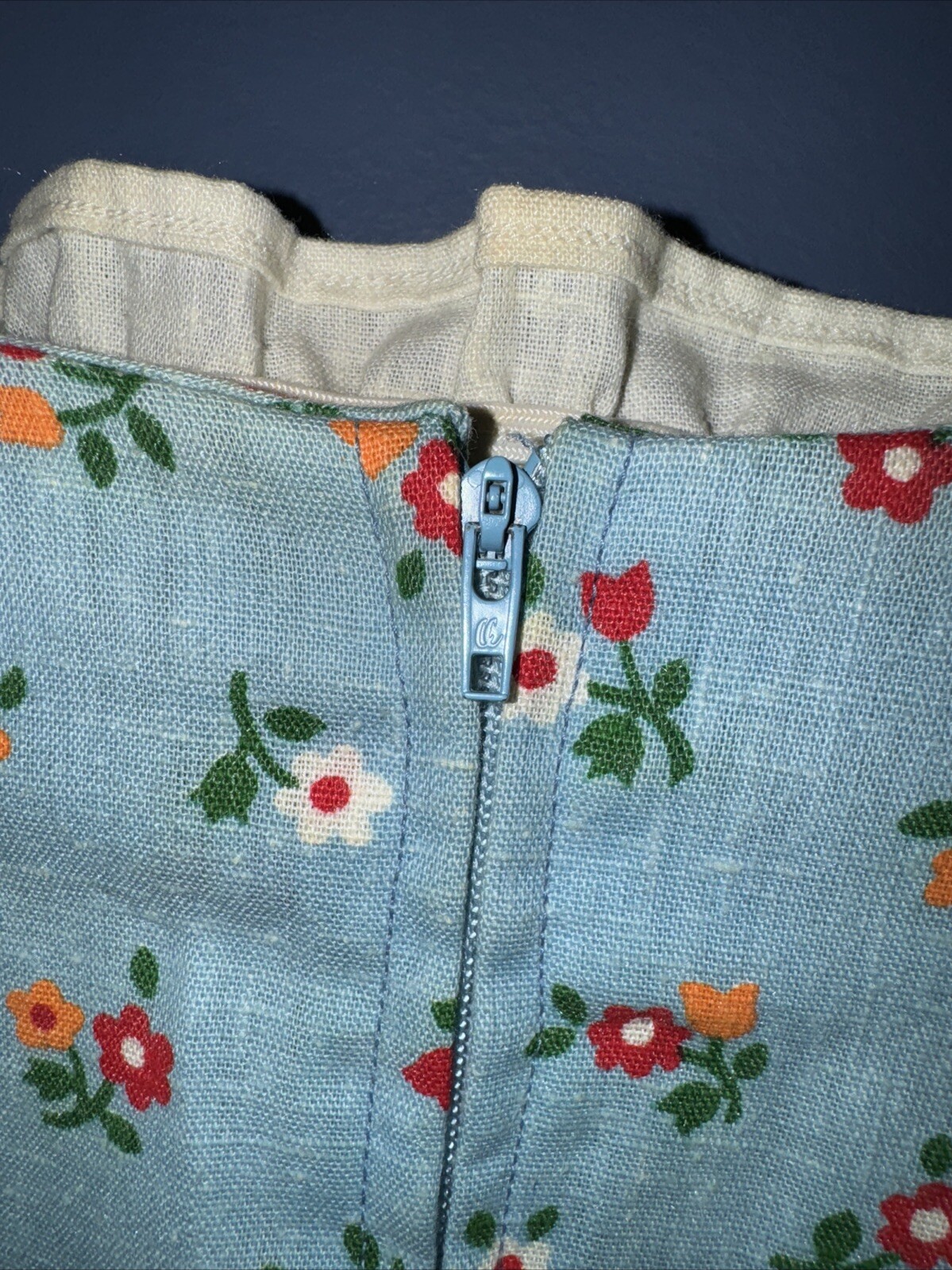 Womens Med. Vintage Dress, Blue Floral Gibson Girl, Praire, 1960 Petticoat Trim