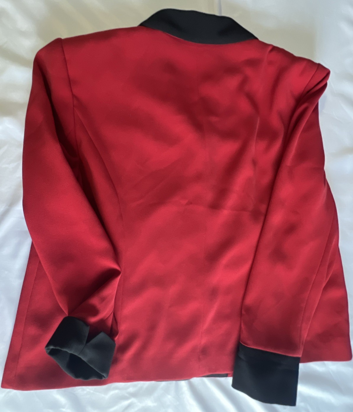 Vintage KORET Classic Red Wool Riding Blazer Size 2XL Black Collar