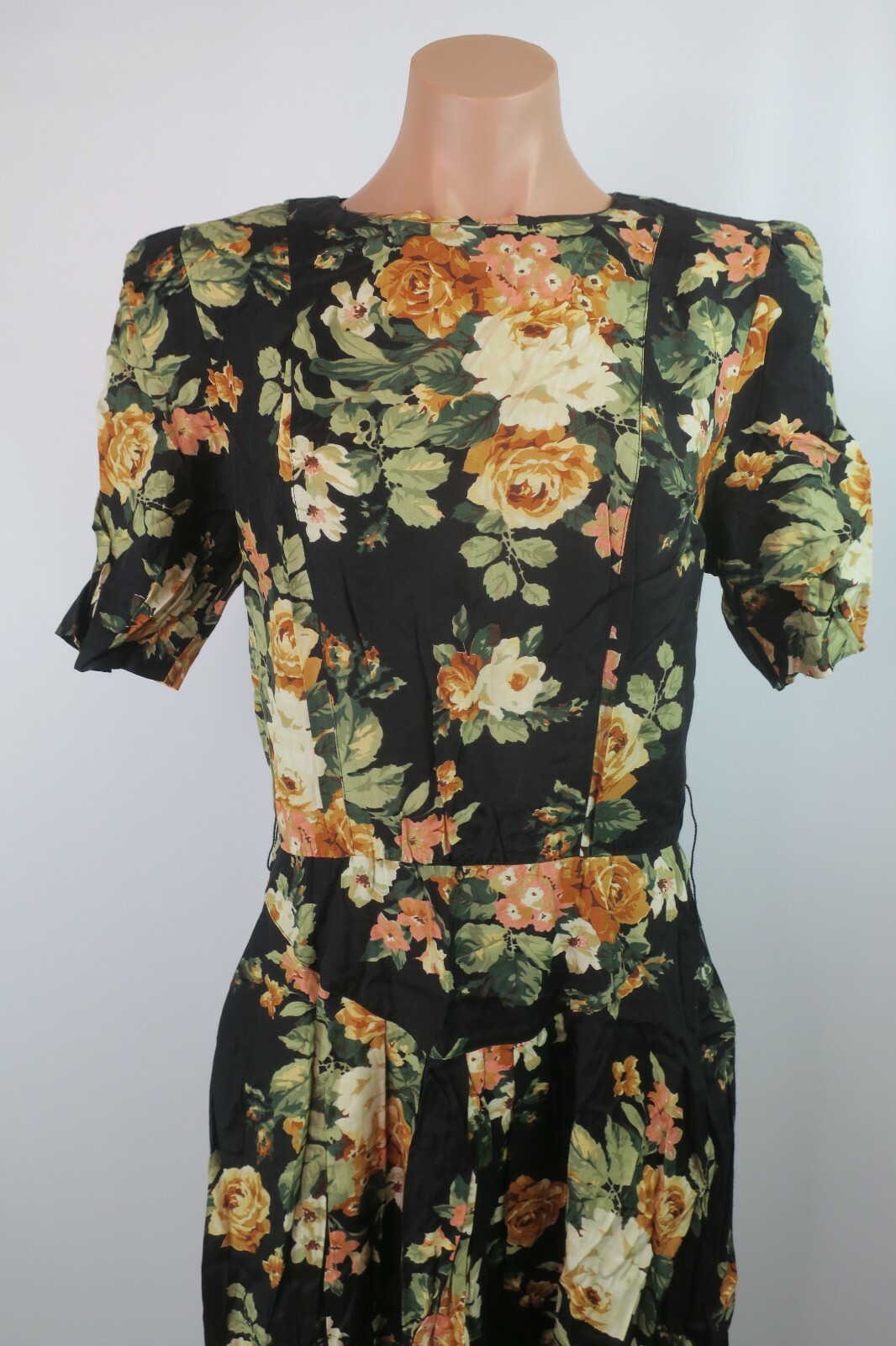 Flare Rayon Sundress Flowy VTG 80s Ed Micahels Sleeveless Floral Fit 7/8 Maxi