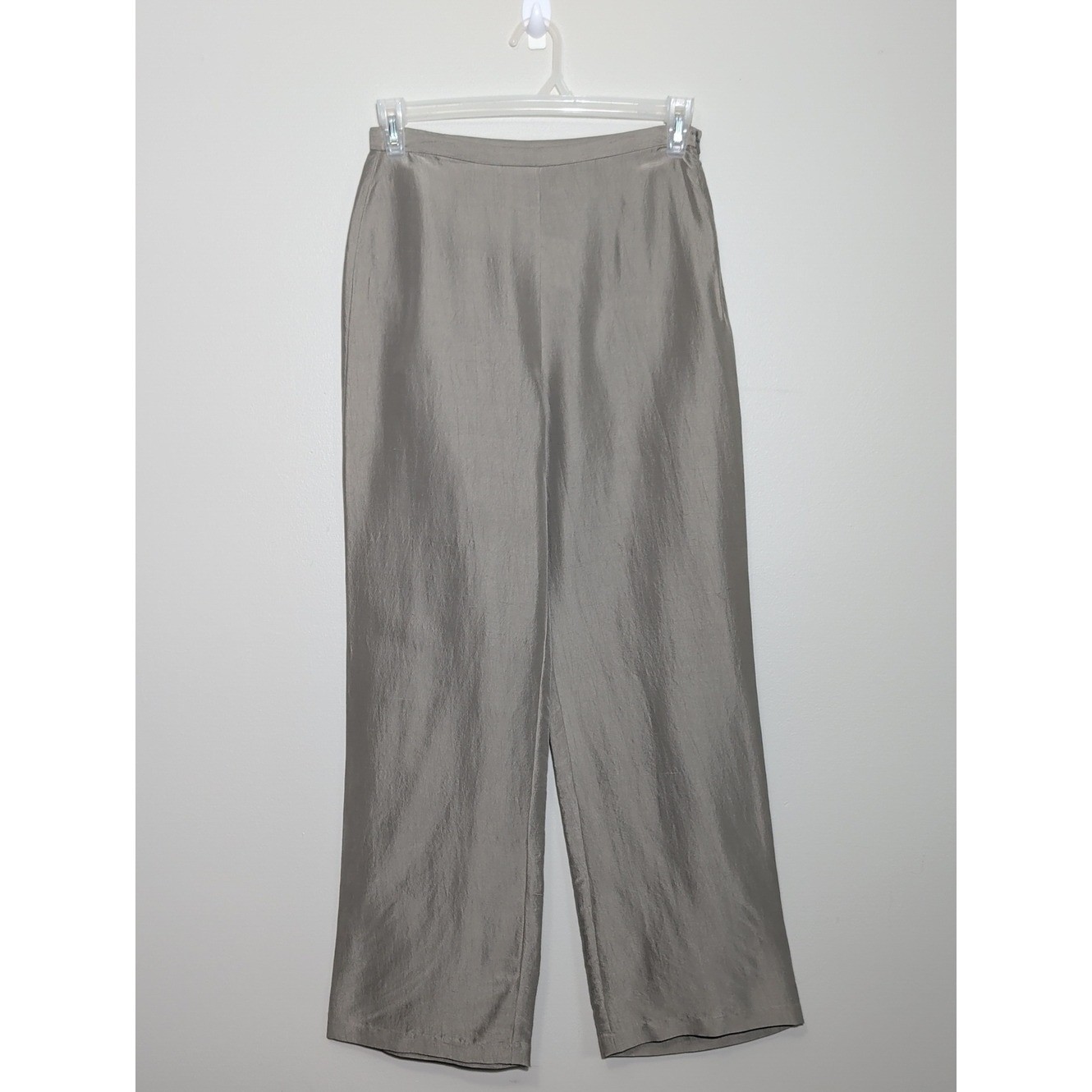 Vintage 90s Eileen Fisher Wide Leg Silk Pants Taupe NWT Small Old Money Luxury