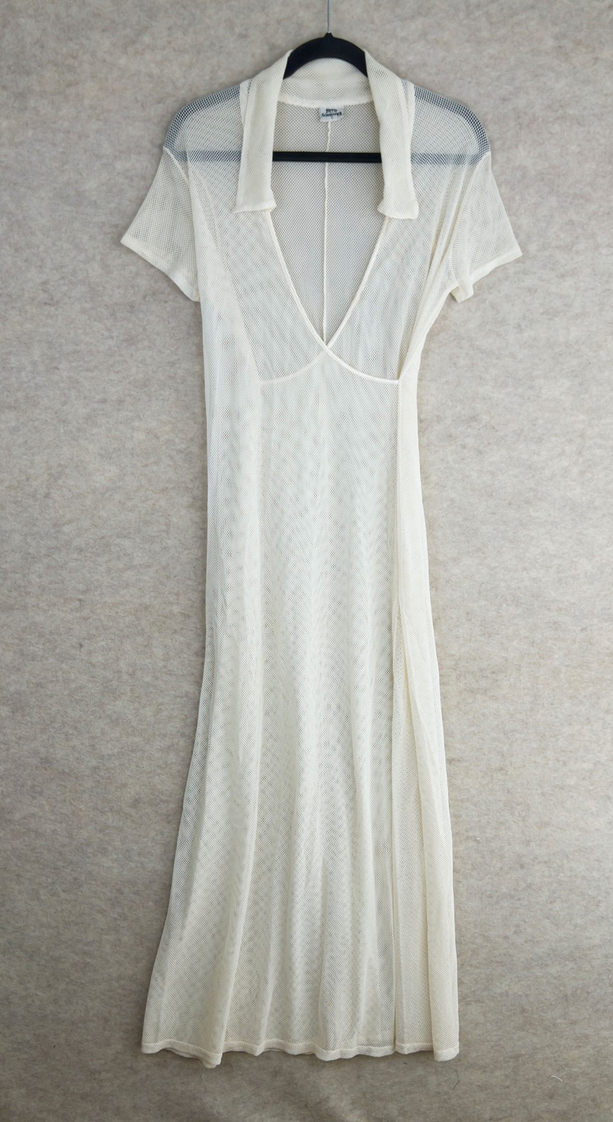 Vintage 90s Beth Schaeffer Wrap Dress Sz M White Maxi Mesh Sheer Festival Party