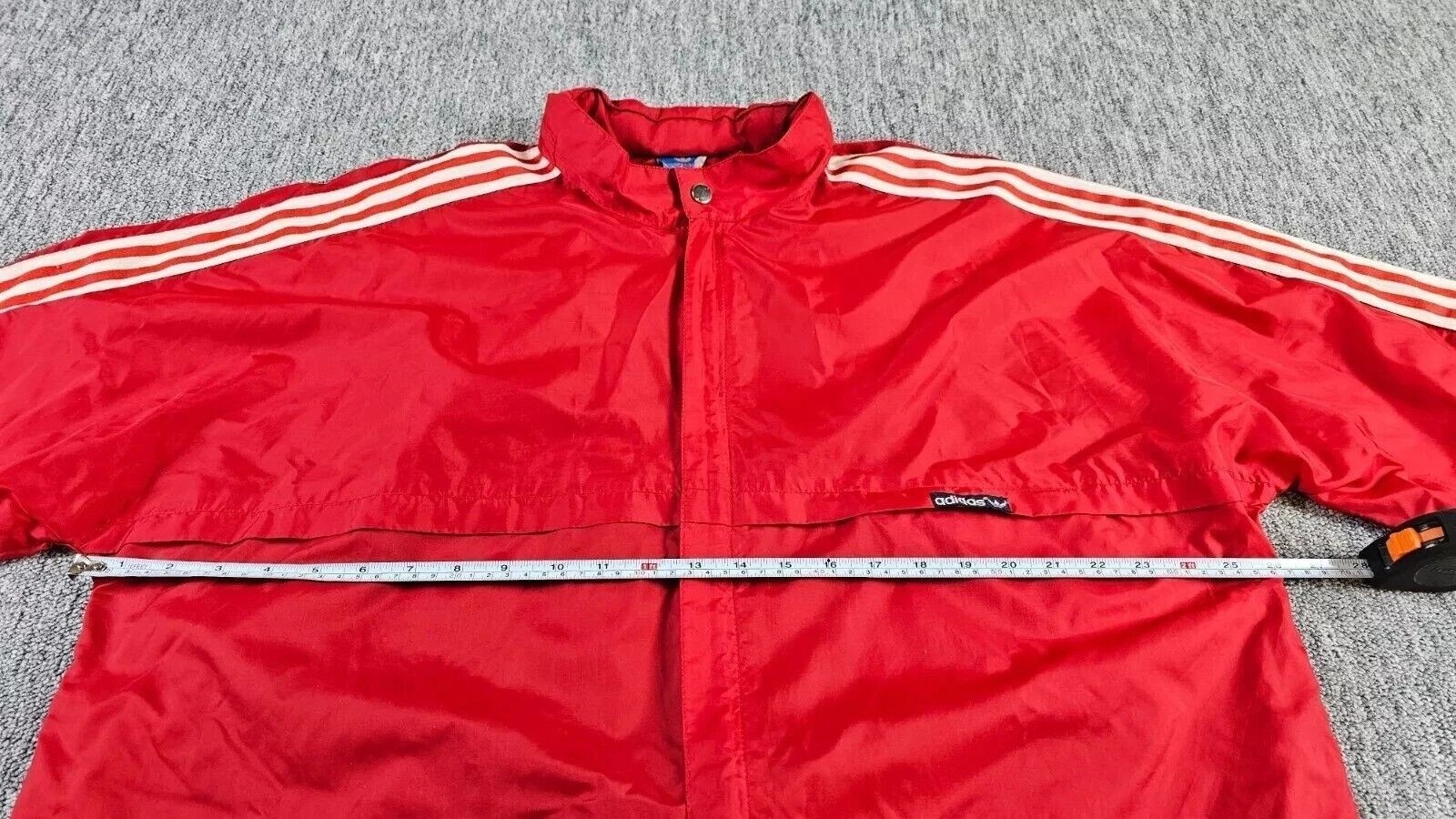 Vintage 80s Adidas Windbreaker Jacket Men’s L Red Nylon Trefoil Logo Retro Zip
