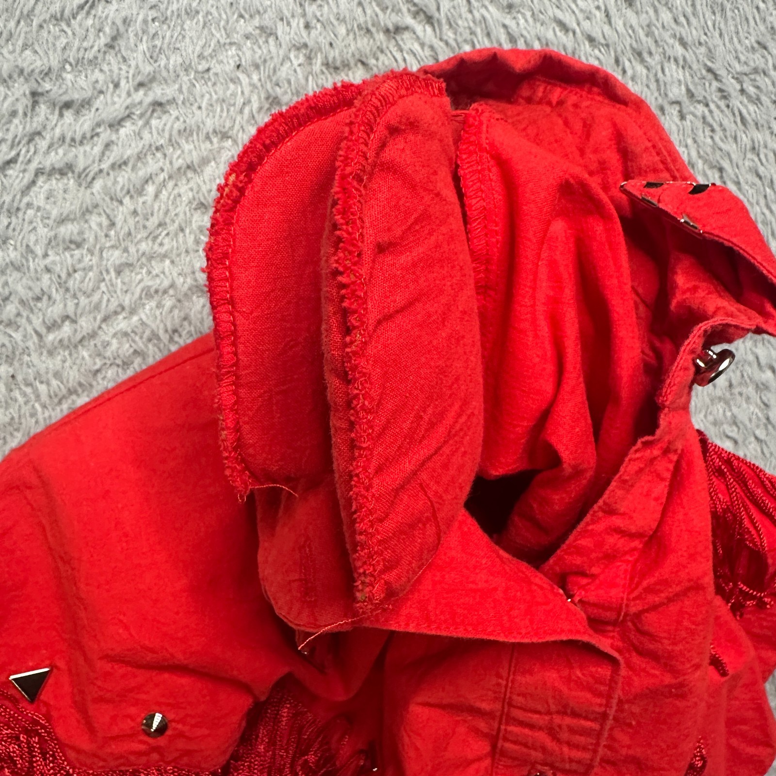 Vintage Western Dress Womens L Red Fringe Tassel Rodeo Square Dance