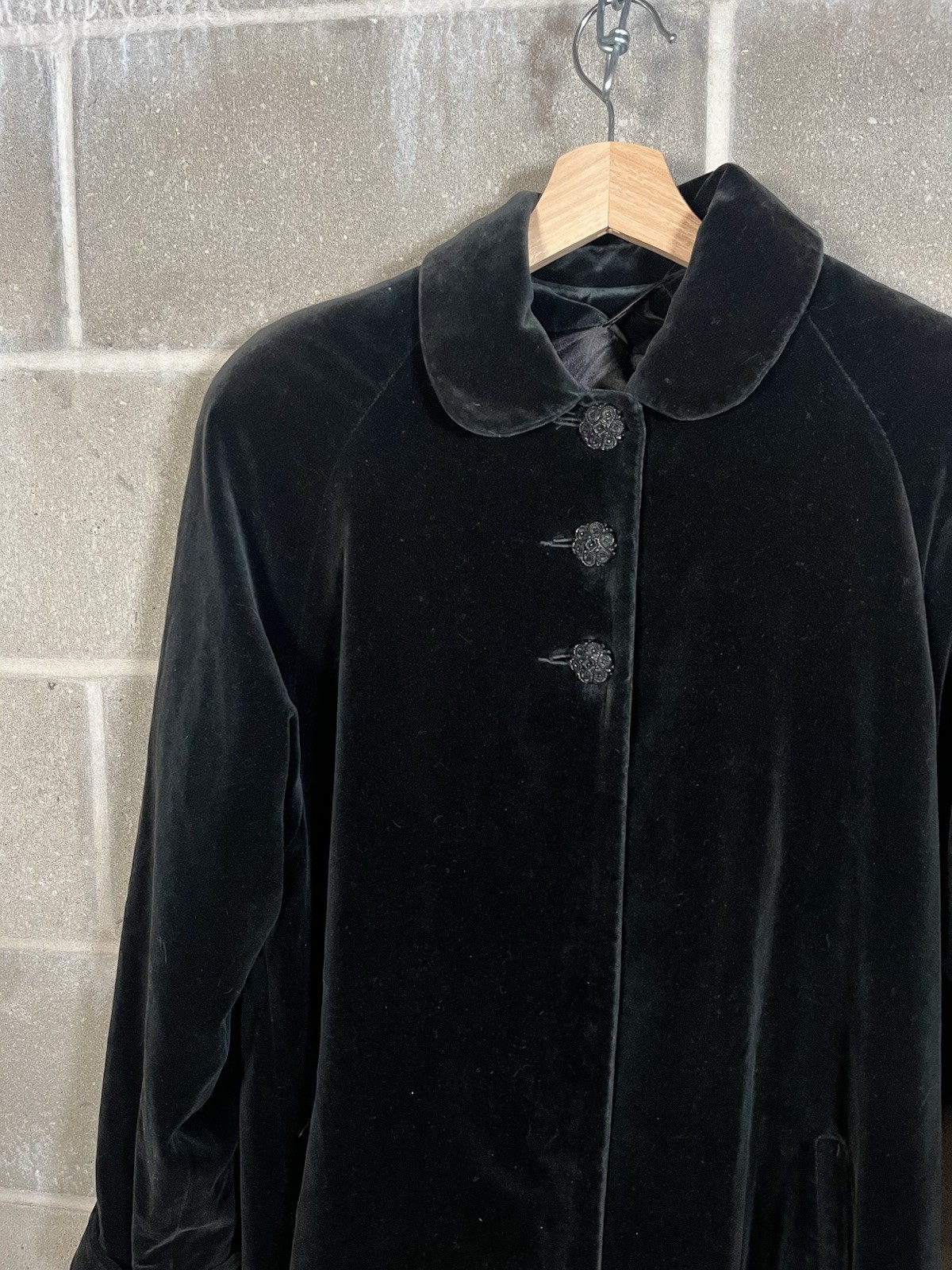 Count Romi Vintage 60s Swing Coat Black Velour Size 6 Made In USA