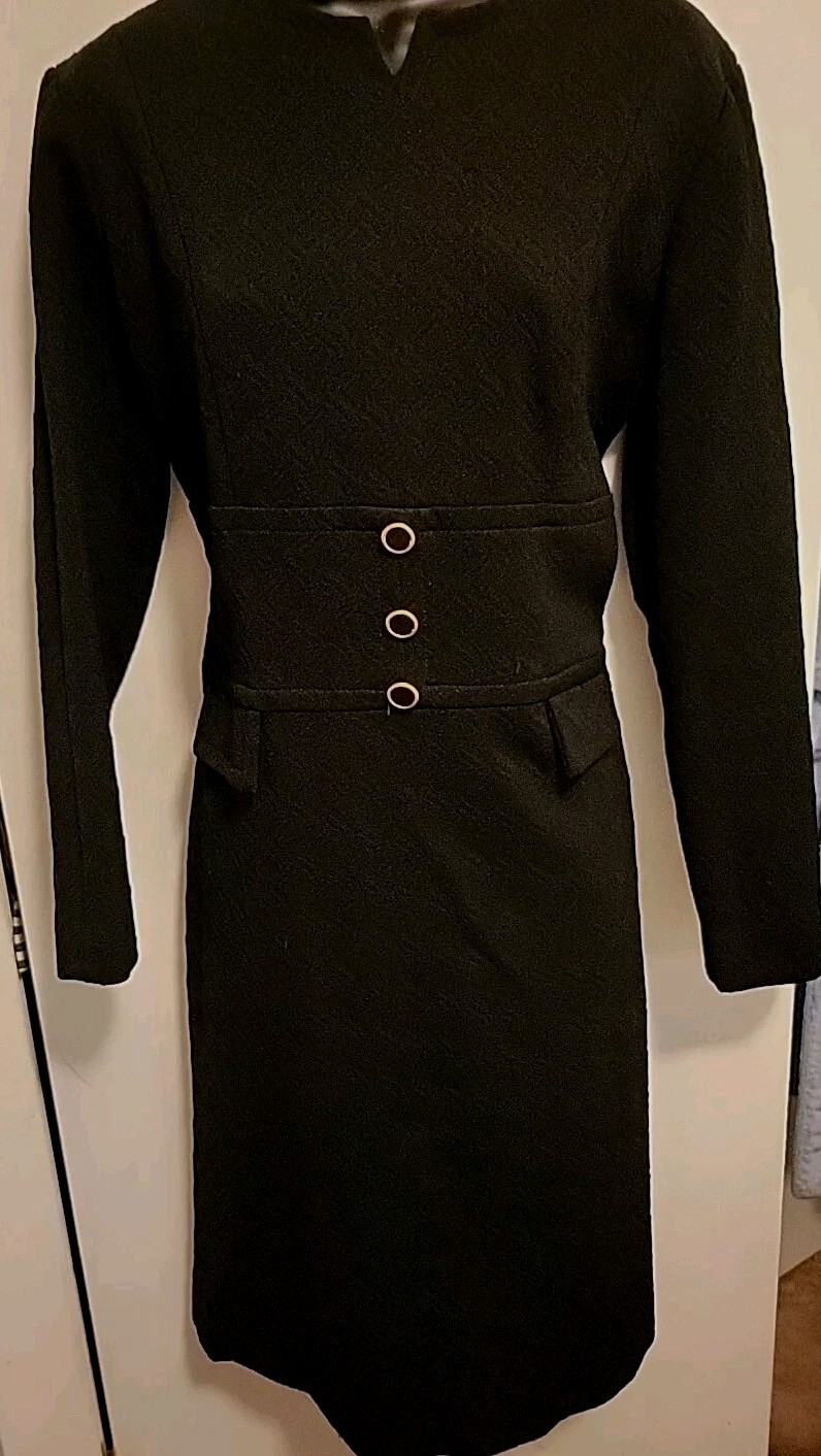 Black Vintage Brook Hollow Semi-Formal Dress 60s Or 70s