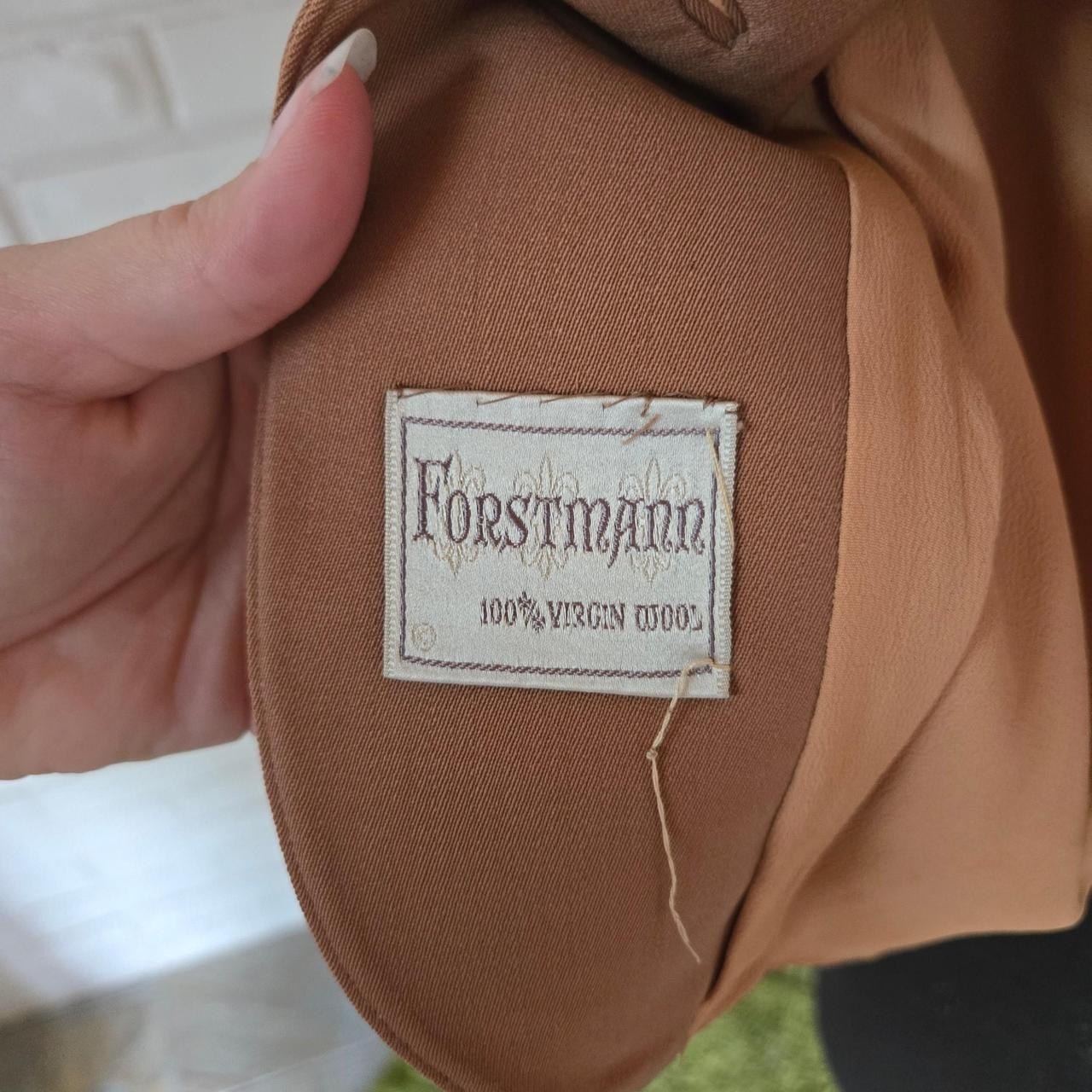 Vtg 1940s, 50s Skirt Suit Set Tan Brown High Quality, Meis Bros Forstmann Wool