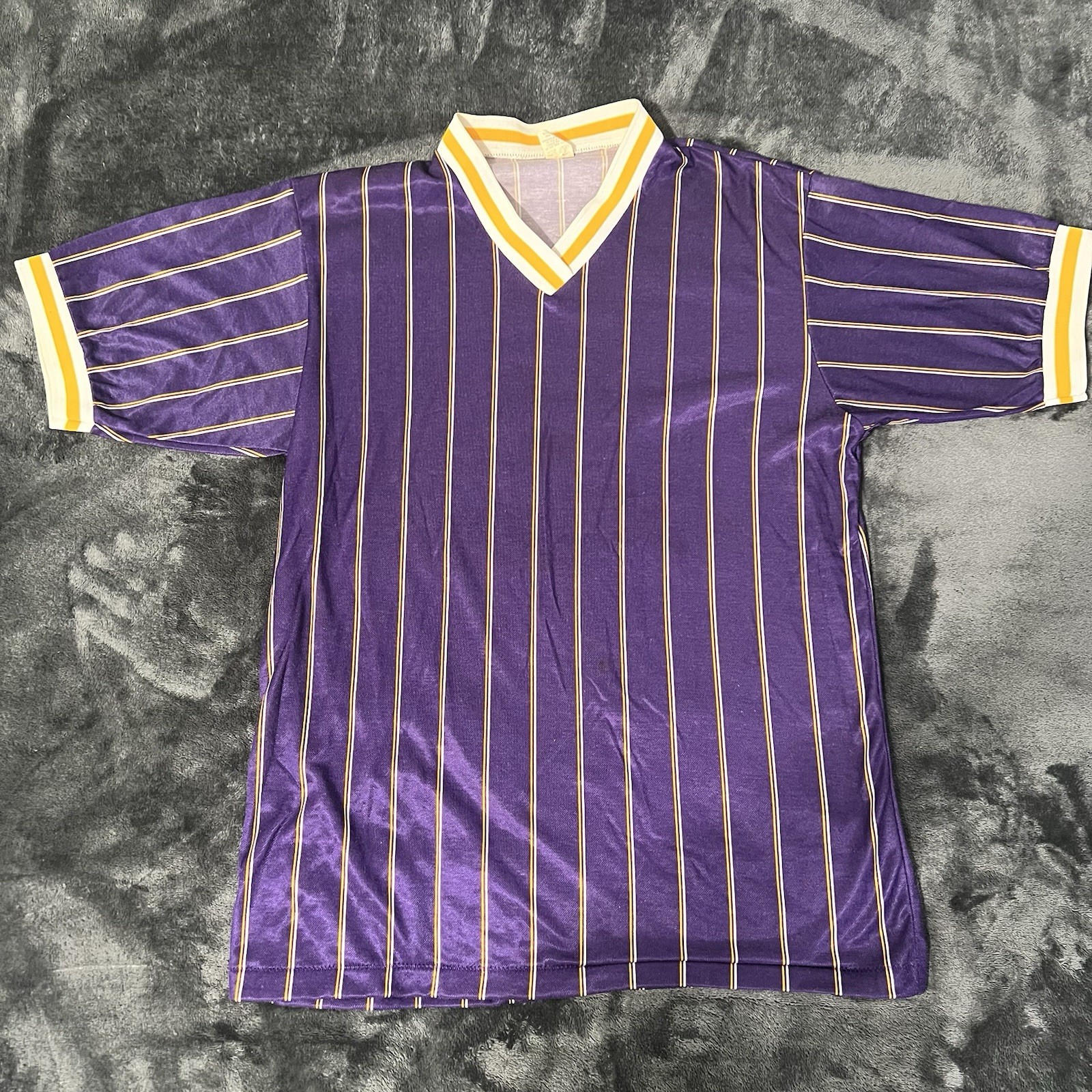 Purple and yellow striped vintage sportswear shirt sportswear
