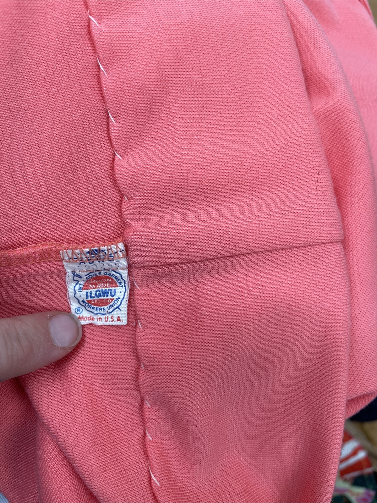 Vtg 60s Schrader Sport M/L 42″ Chest Coral Pink Orange Knit Dress