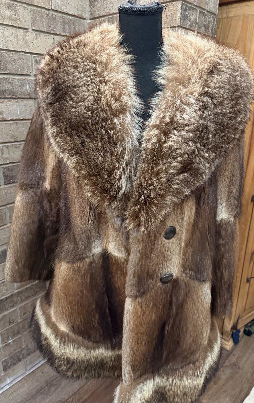 Vintage Women’s Mink Coat w/ Fox Shawl Collar Sz Medium STUNNING