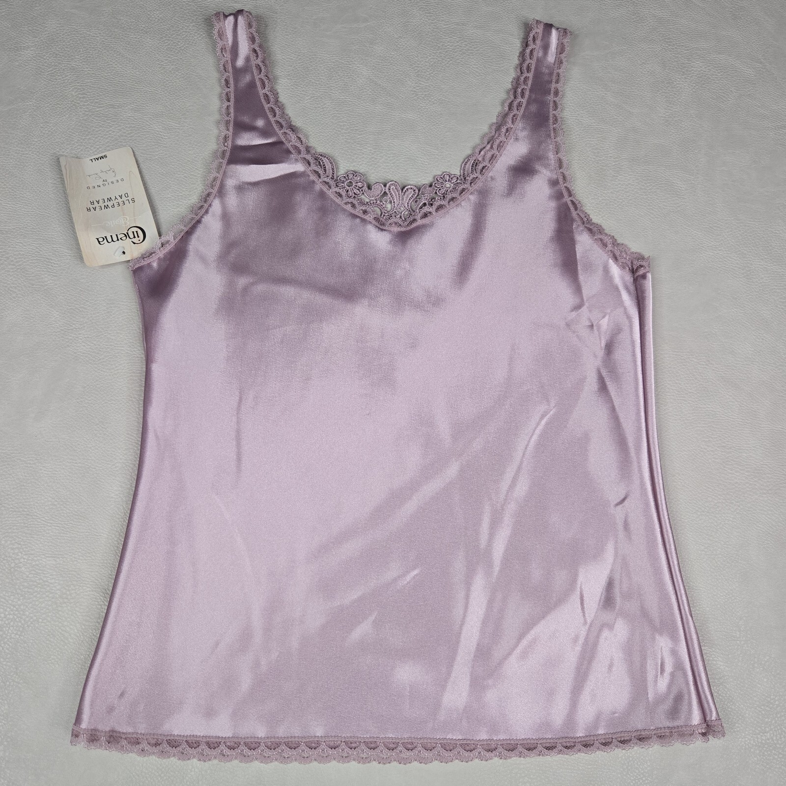 Cinema Etoile Satin Cami Top Lace Embellished Lavender Purple Slip Size Small