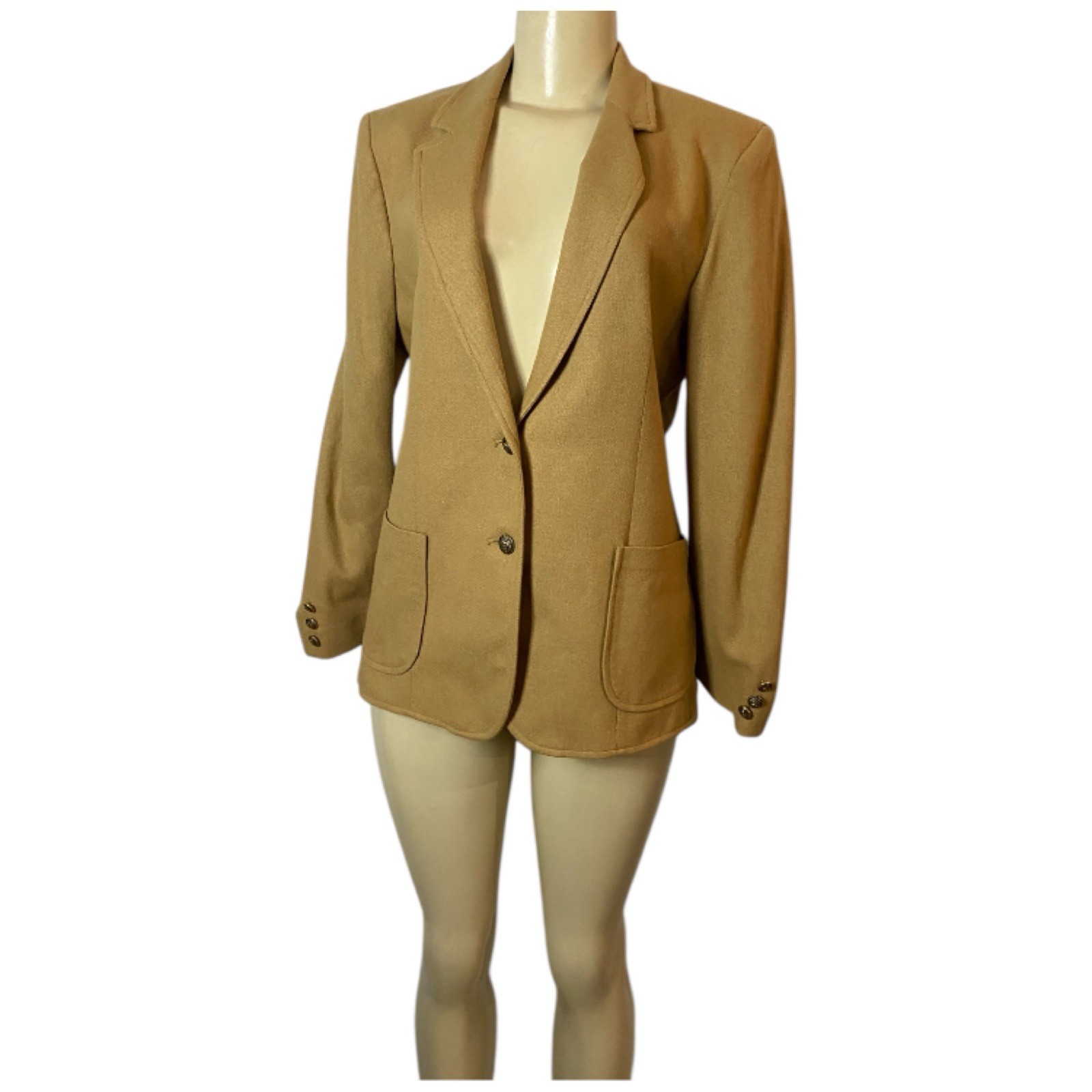 Y2K L.S. Ayres & Co Wool Blend Camel Blazer Jacket Equestrian Riding Size 12