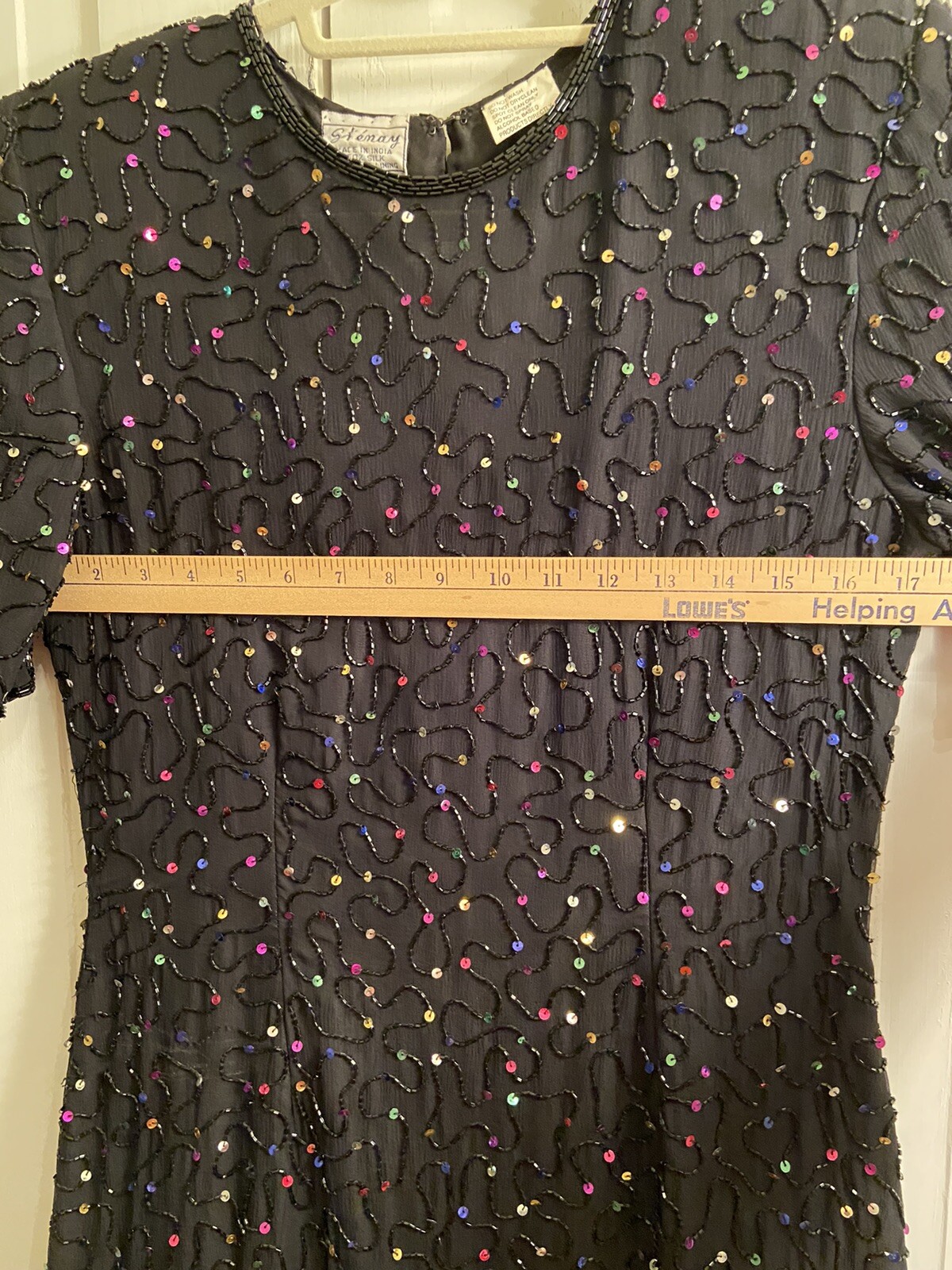 Vintage 100% Silk Bead Dress w/ Multi Color Sequins Made in India by Stenay 10P