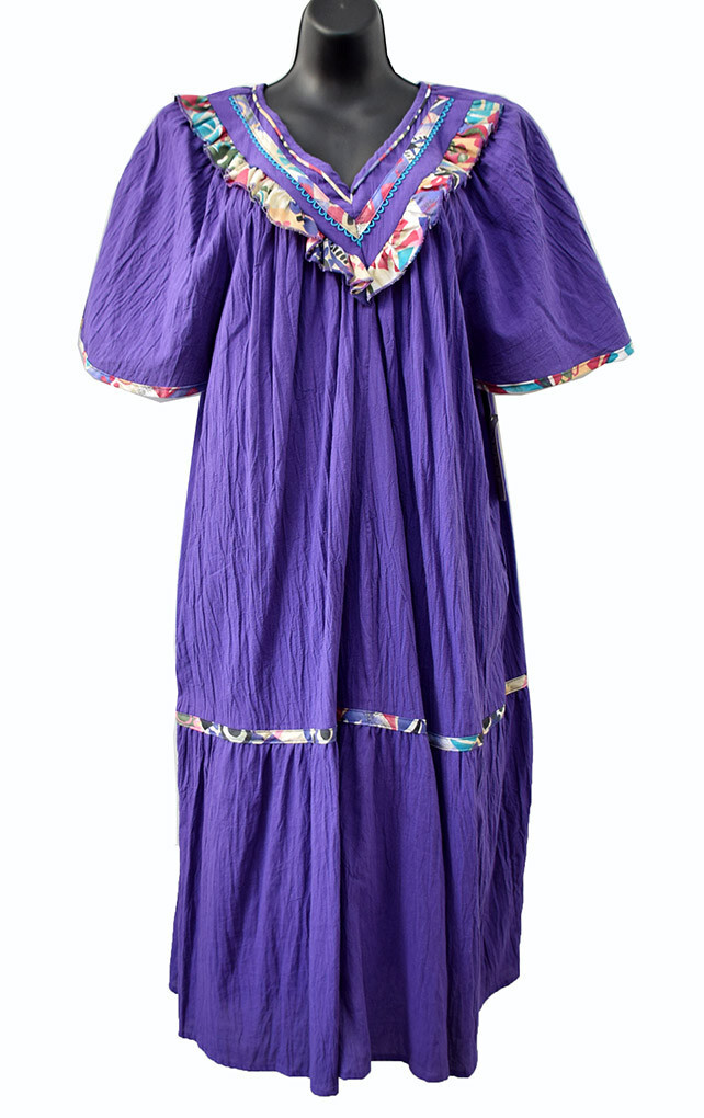 Vintage APPEL House Dress Mumu GRAPE Purple Kaftan V-Neck Butterfly Sleeves, NWT