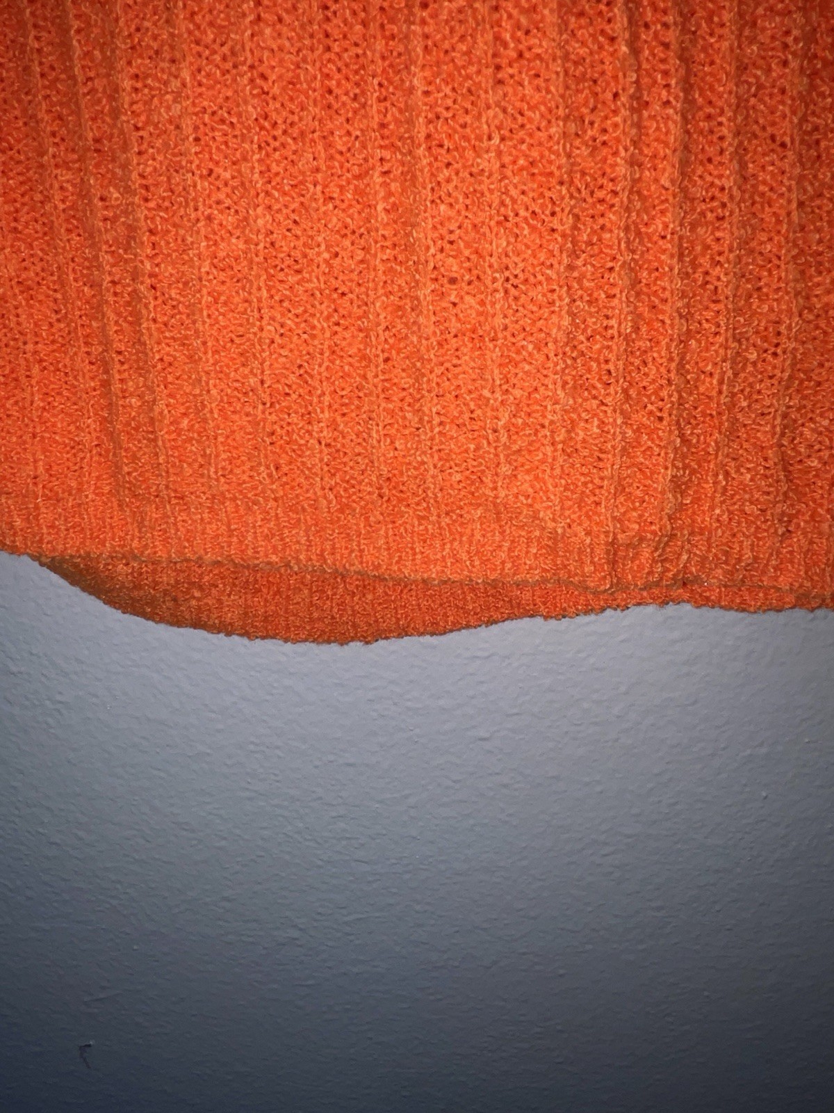 Vintage Handmade Orange Knit Collared Shirt Women’s Retro Short Sleeve Pocket