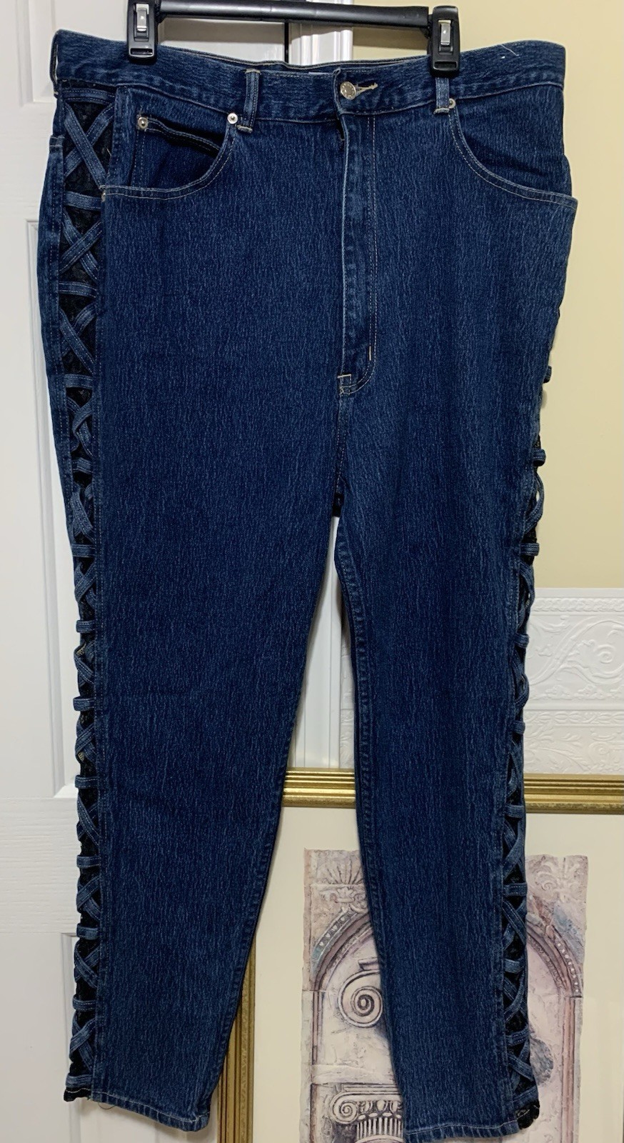 Vintage 80’s Jeans Plus Size 24 Anti Basic Daily Jeans Side Black Lace/netting
