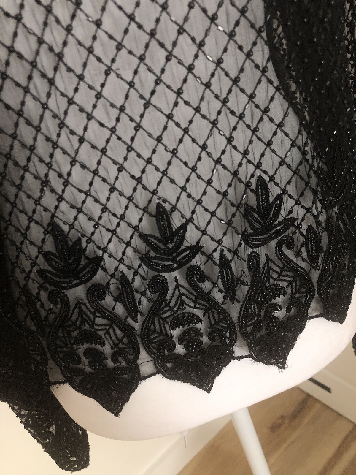 Stenay Beaded Silk Cardigan Open Jacket S Sheer Whimsigoth Fairy Grunge Y2K Vtg