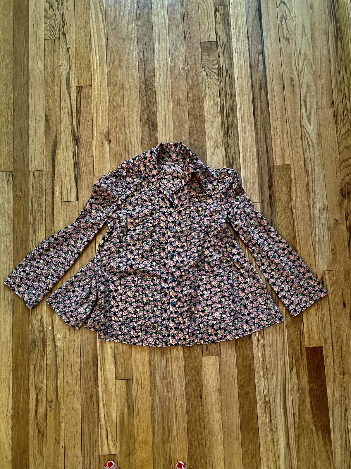 Vtg 1970 Liberty of London Blouse Pockets Pewter Rabbit Buttons RARE