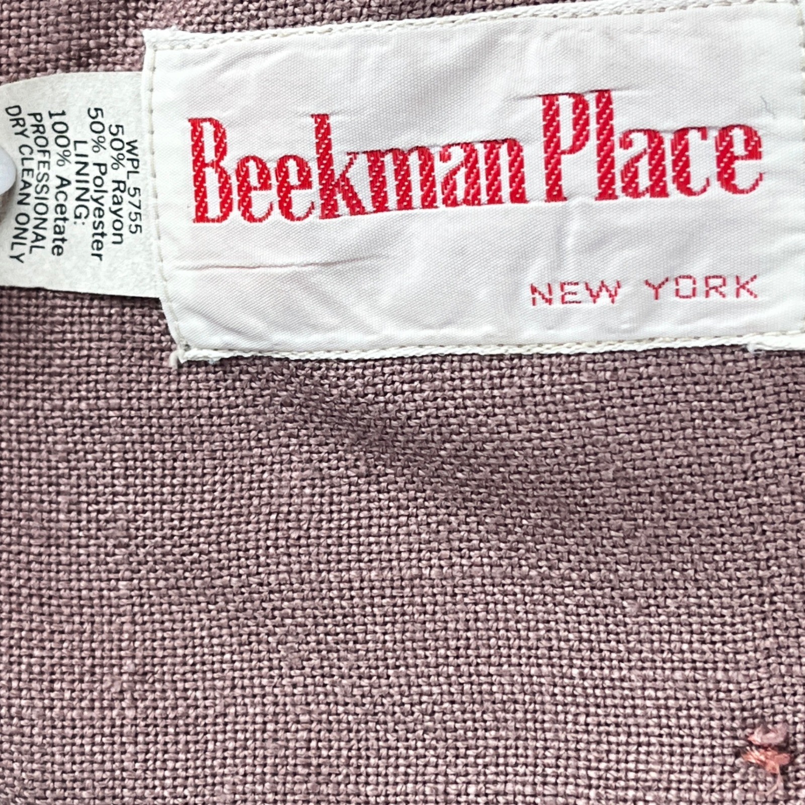 Beekman Place Skirt Suit Womens 14 Mauve Pink Vintage ILGWU Blazer Skirt Set USA