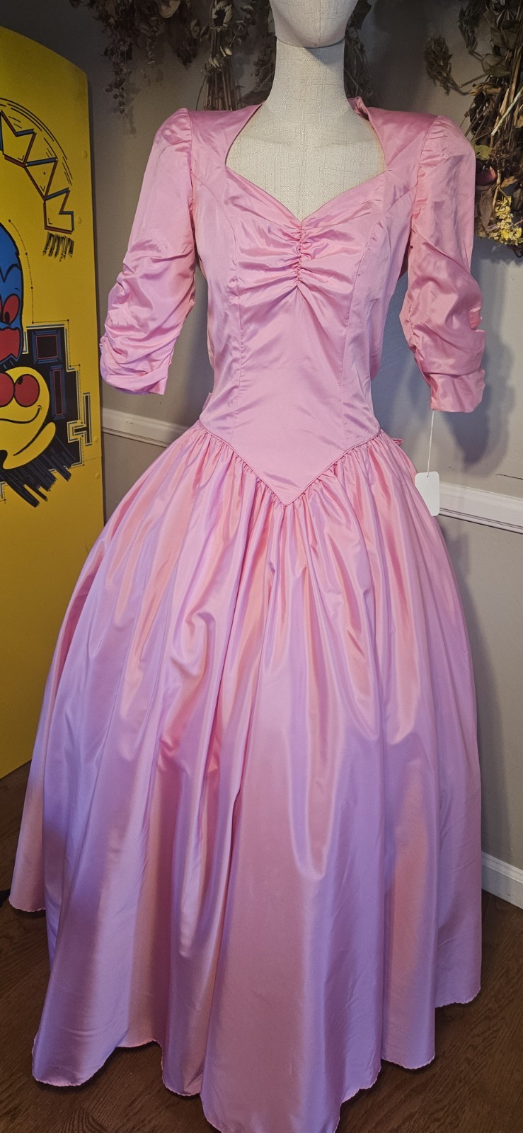Vintage 1980s Pink Open Back Princess Cut Prom Dress
