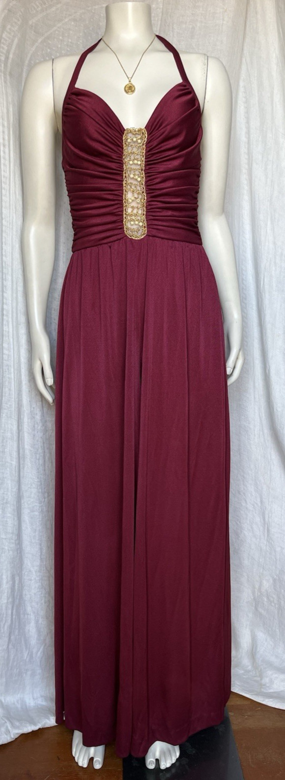 Vintage 1970s Jumpsuit Disco Glamour Wide Leg Beaded Hostess Lounge Union Made S