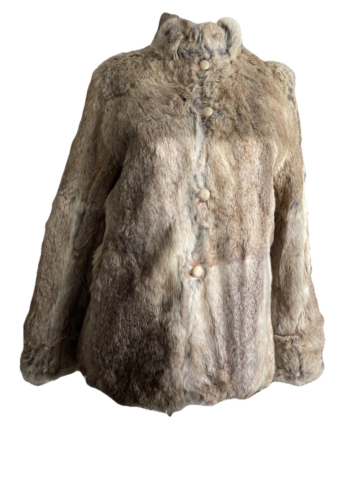 VTG 70s 80s Made in Hong Kong Reversible Rabbit Fur Coat Jacket Women’s Sz S