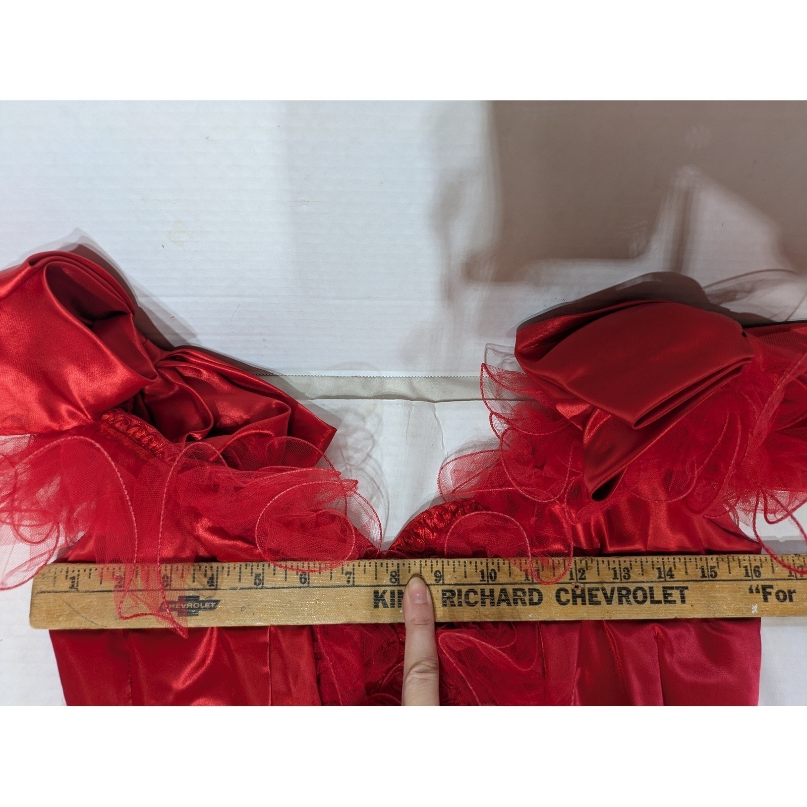 Mike Benet Formals Gown Red Womens Vintage 10 Modern 4 Tulle Satin Bow 80s Dress