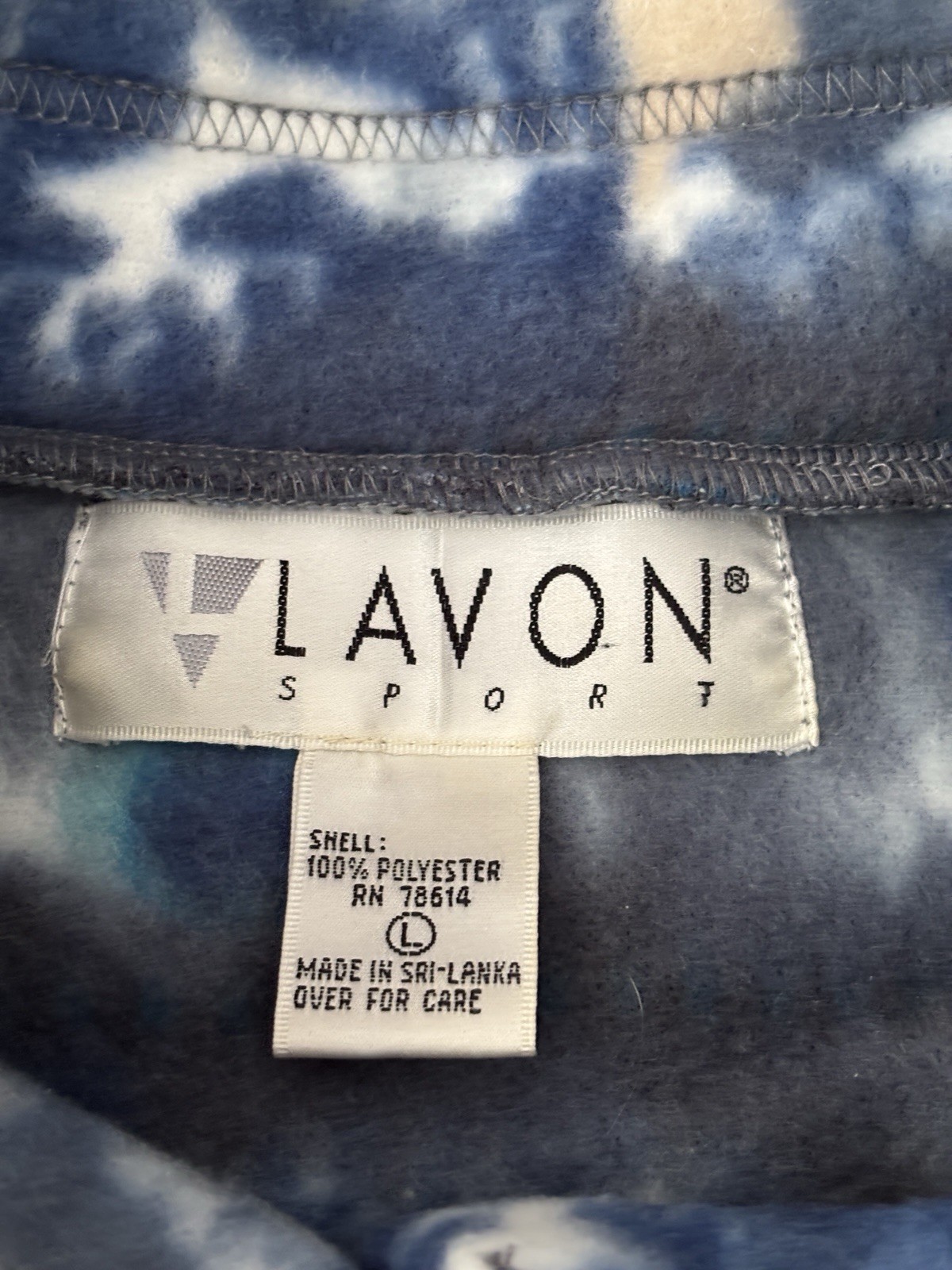 Vintage Lavon Sport Blue Pattered Fleece Pullover Size Large