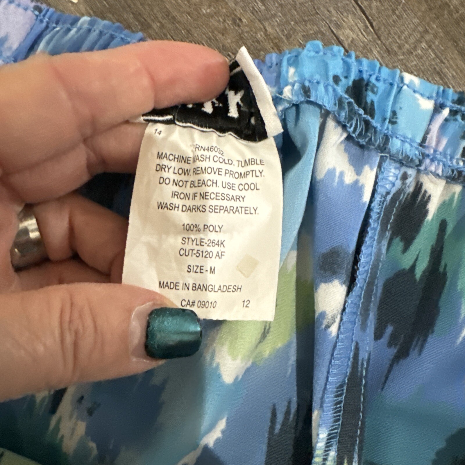 Nikki Womens Midi Skirt Sz M Blue Color Splash Boho Retro Prairie Pheasant Hip