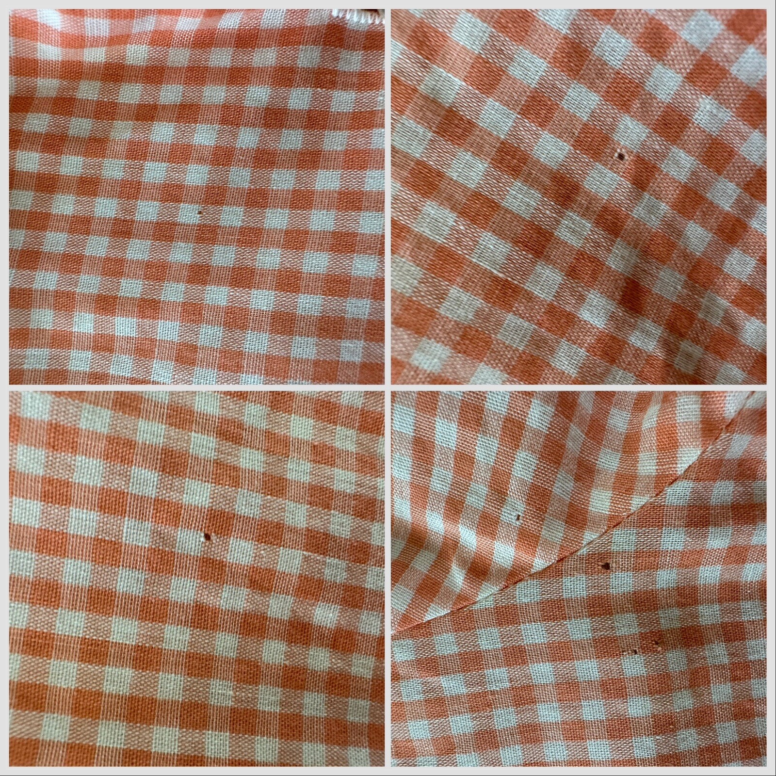 1950s Stoneswear Peach Gingham Cotton Blouse Top Shirt Western Workwear Farm VTG