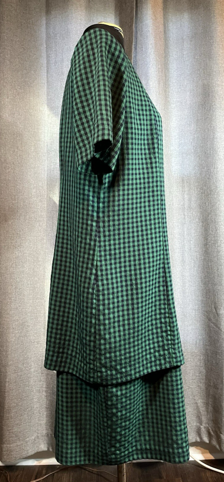 VTG 1990s Green & Navy Check Faux 2-pc Miss Dorby Dress
