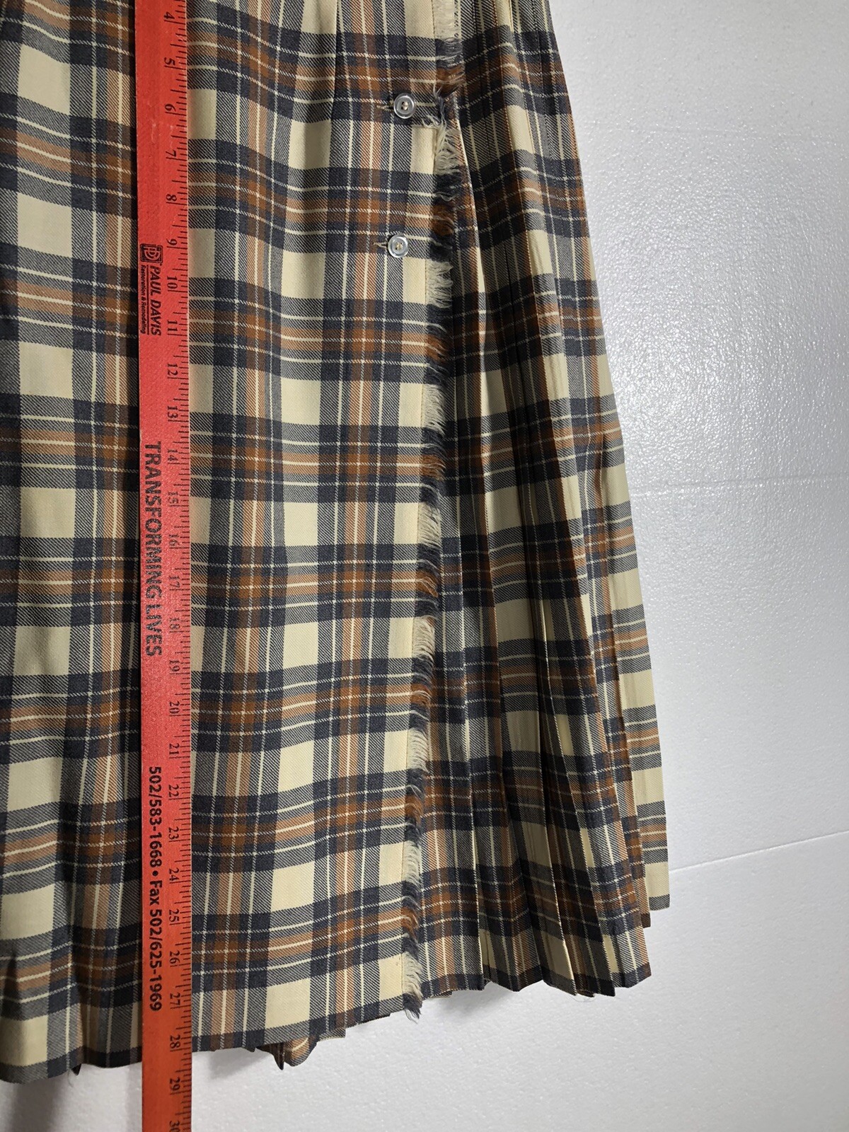 ALJEAN Canada Fine Wool Plaid Pleated Vintage 1976 Skirt Tartan 26” WAIST