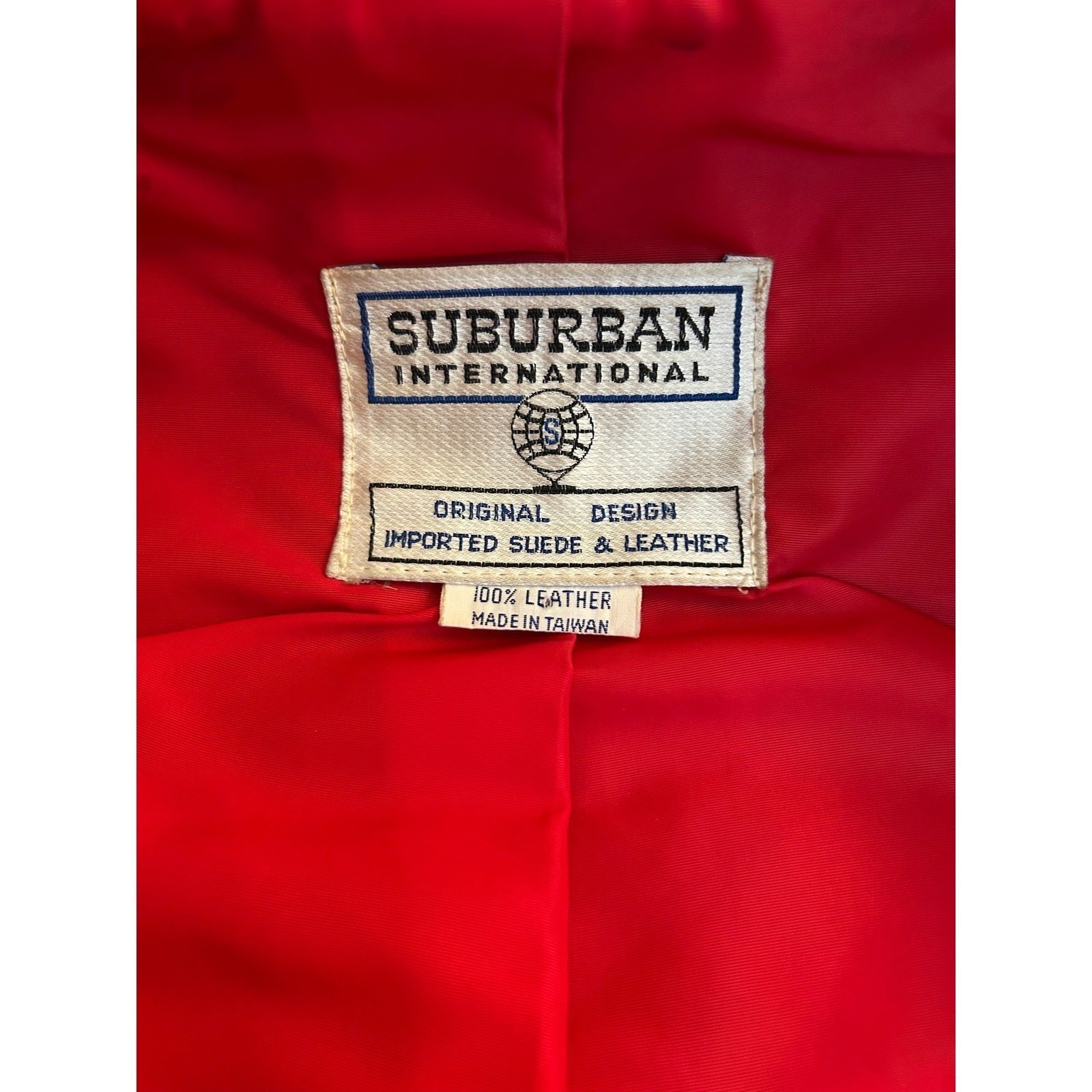 Suburban International Vintage Quilted Moto Leather Jacket Red Small Good