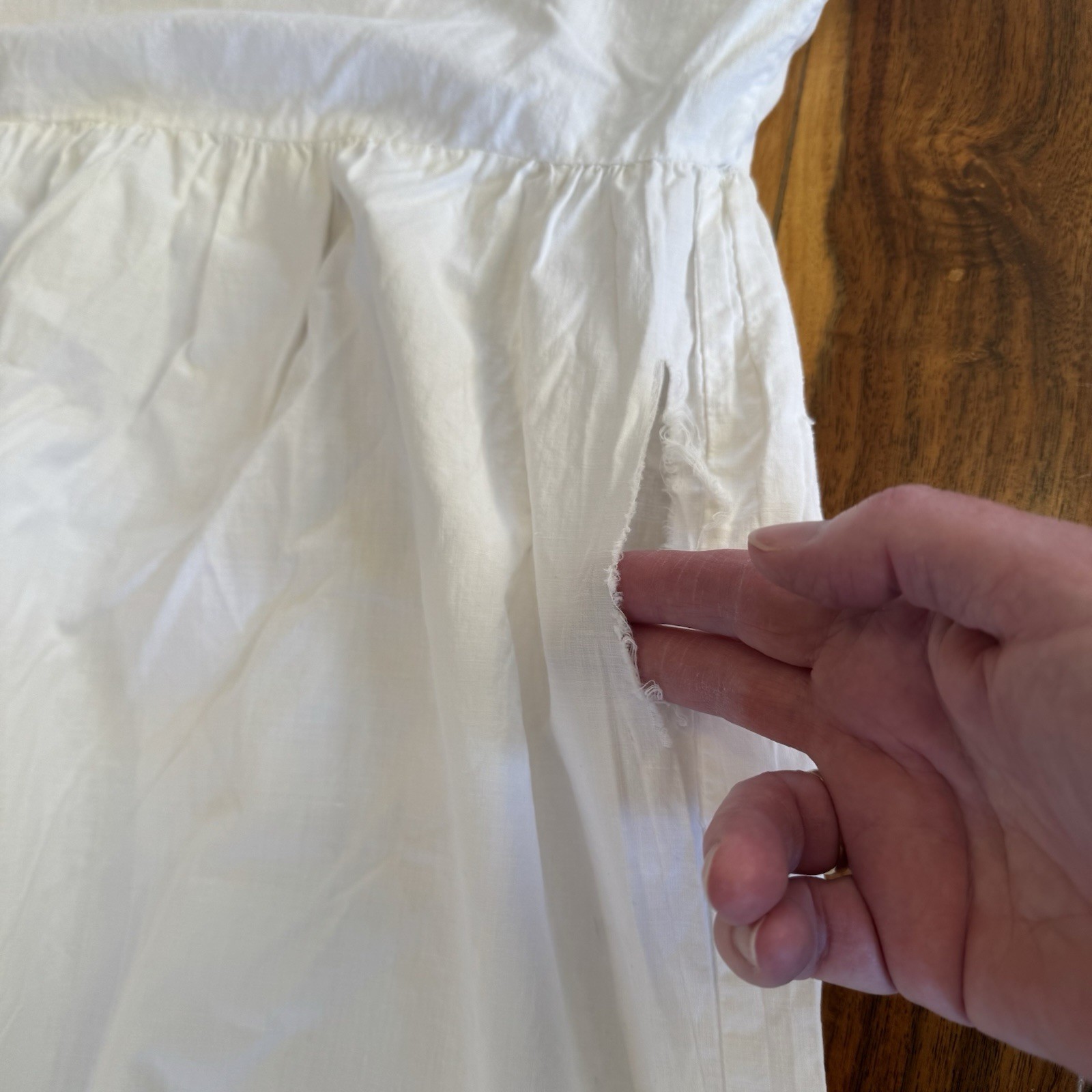 Reenactment Cotton White Night Gown Undergarment With Damage