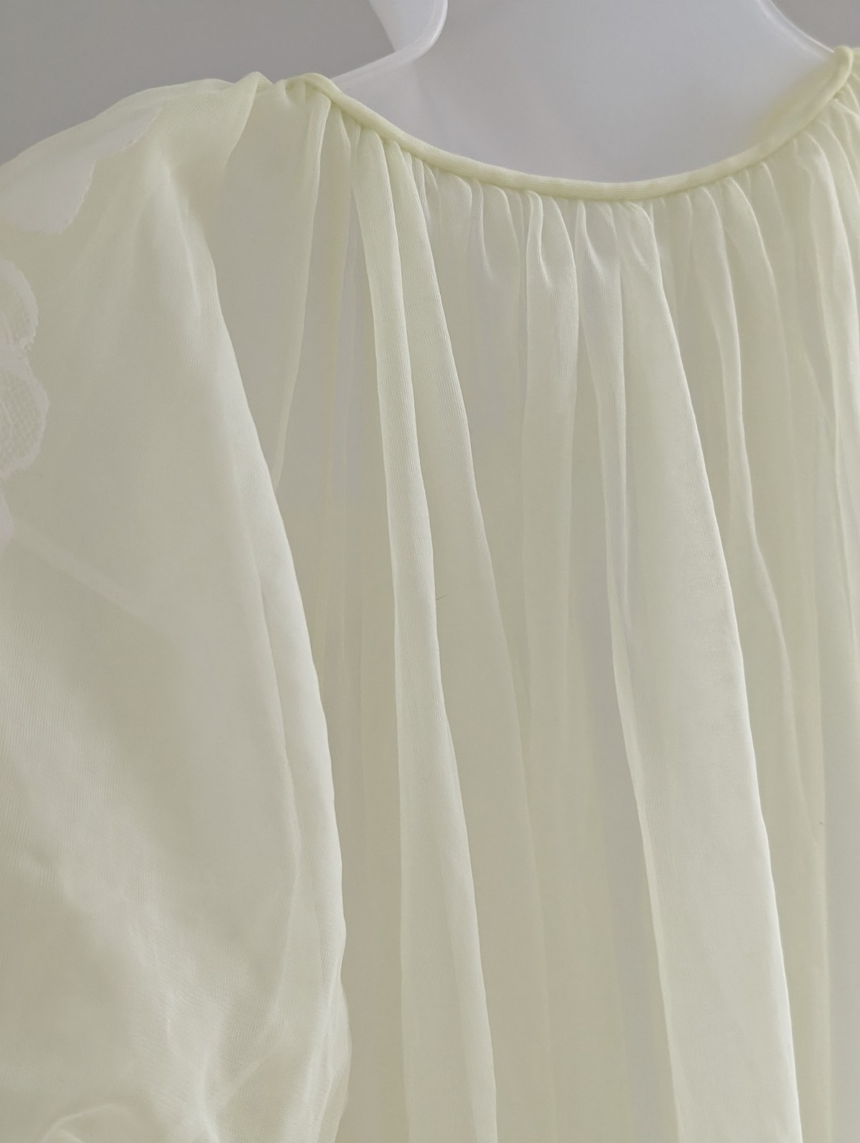 Vintage Miss Elaine Women Sheer 60s Peignoir Robe Chiffon Lace Sz M