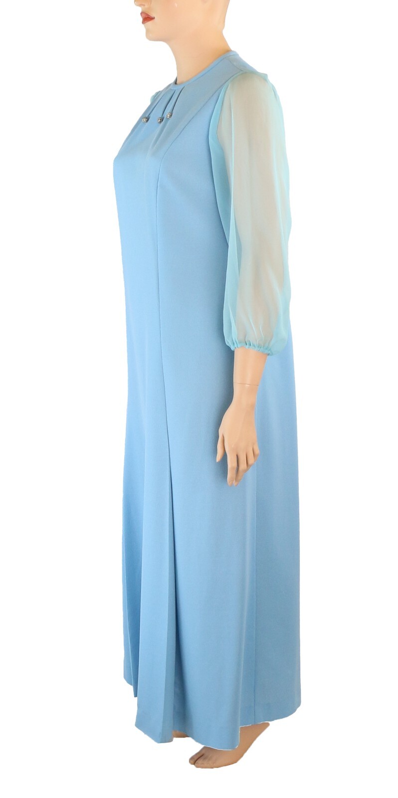 Tribute Dress Vintage 1960s 70s Blue Maxi Bridesmaid Prom Party Dress size 22