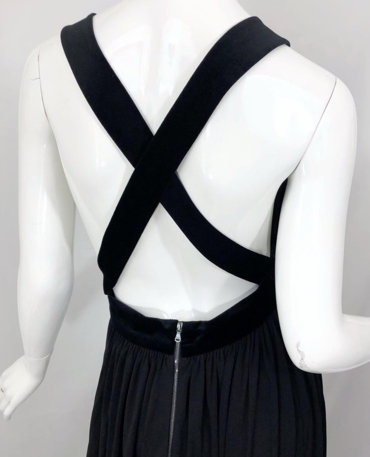 1990s Dolce & Gabbana D&G Black Plunging Sexy Beaded Sleeveless Vintage 90s Gown