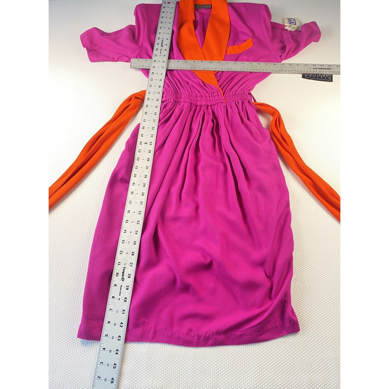 Vintage NWT KAREN KANE Designer Pocketed Wrap Dress Red Pink Size 6 RN59168