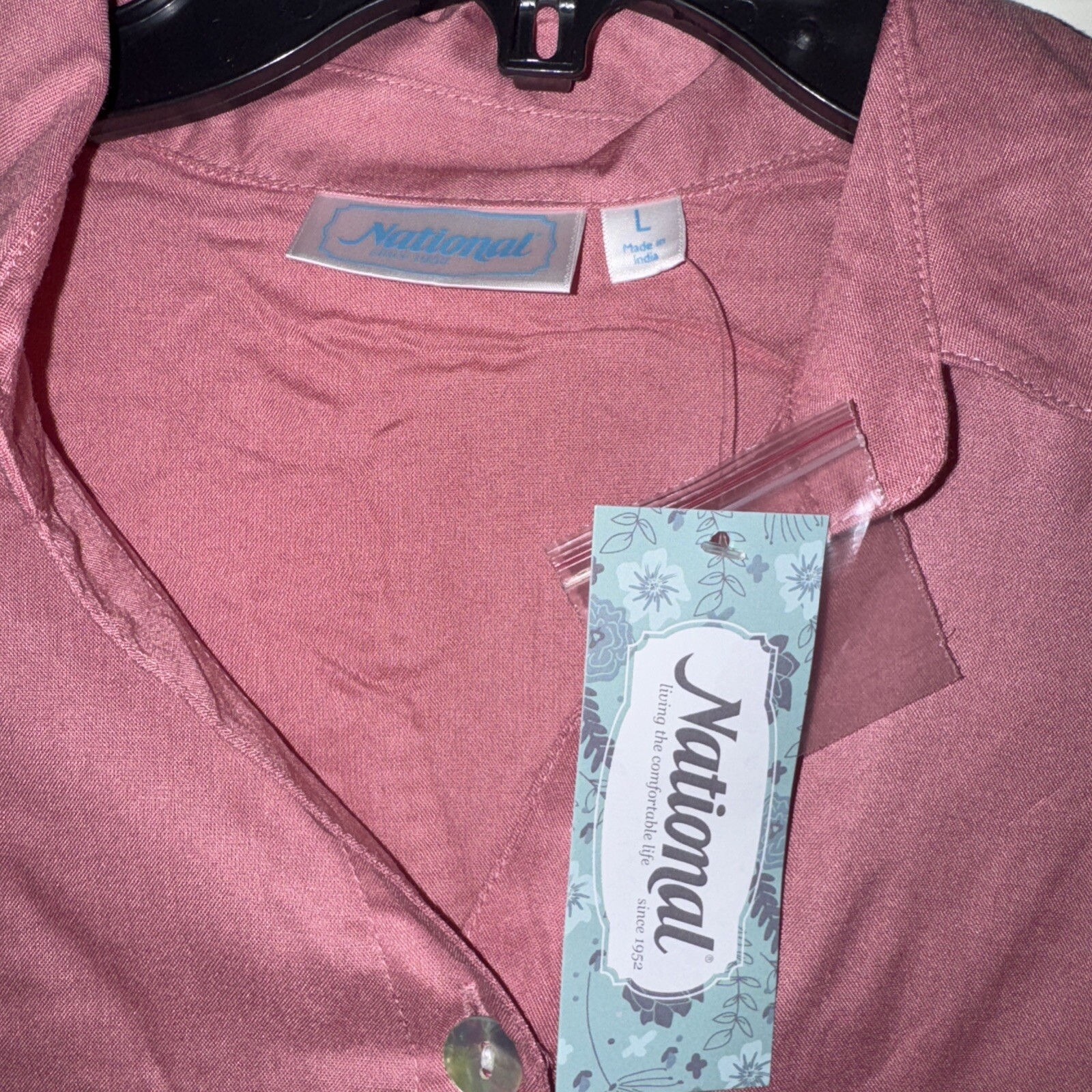 National Button-front Day Dress Tea Length Full Skirt Apricot Sz L