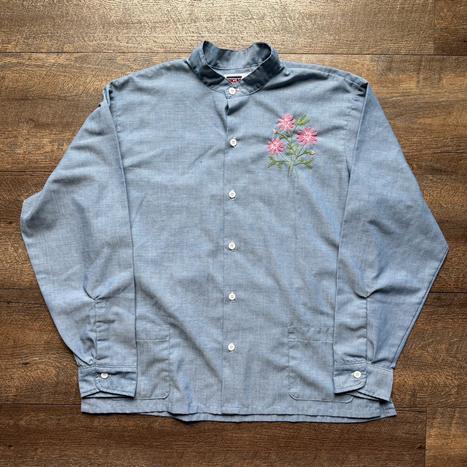 Vintage 1970’s Womens XL Big Mac Floral BOHO Indie Embroidered Longsleeve Shirt