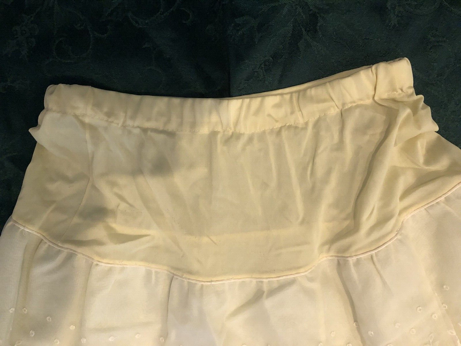 Vintage Ivory 50s Silky Nylon & Lacy Taffeta Jive Rockabilly Half Slip Petticoat