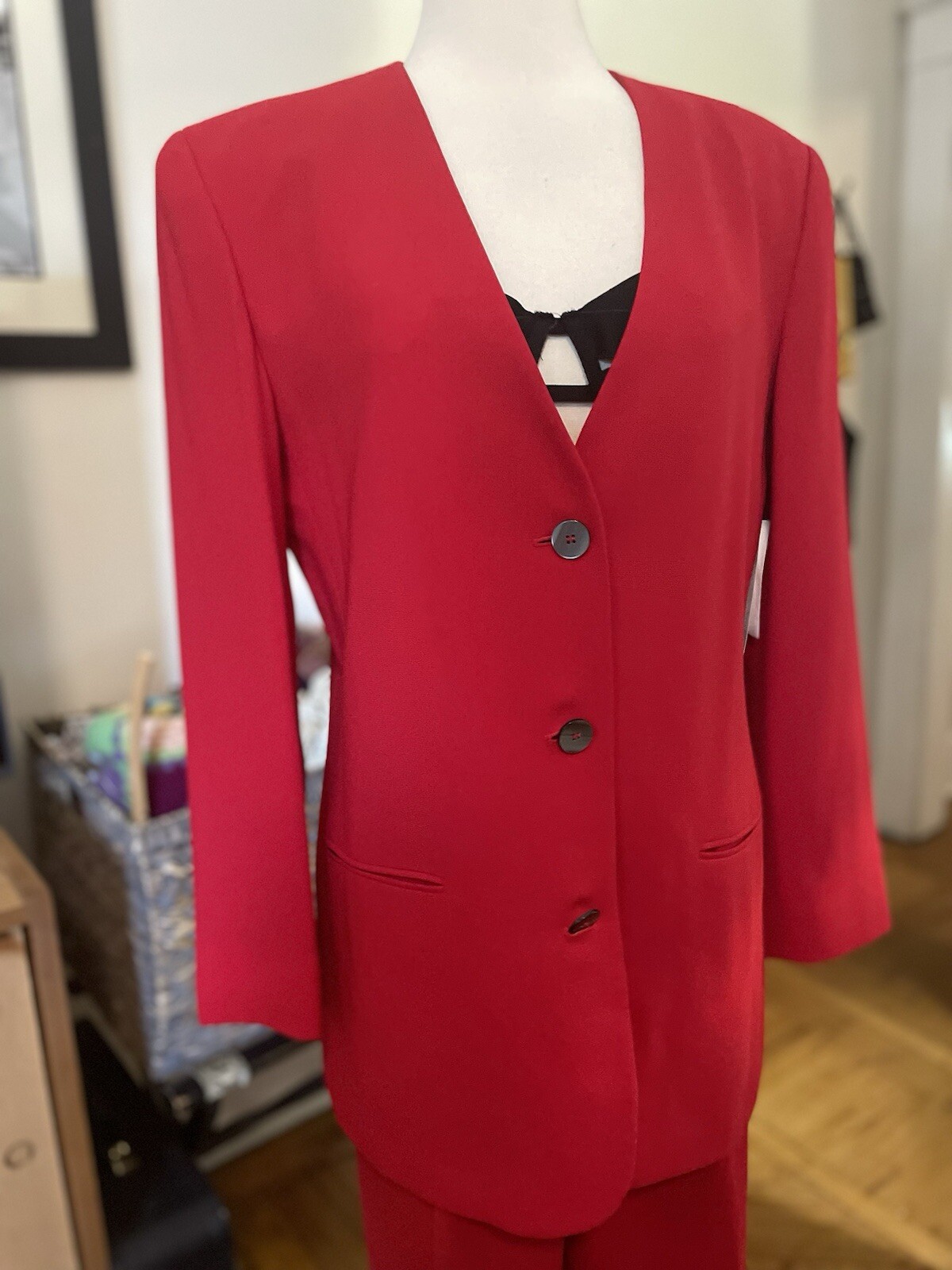 Vtg 90s Y2K Red Party Pant Suit Liz Claiborne 26waist prom DONECKERS