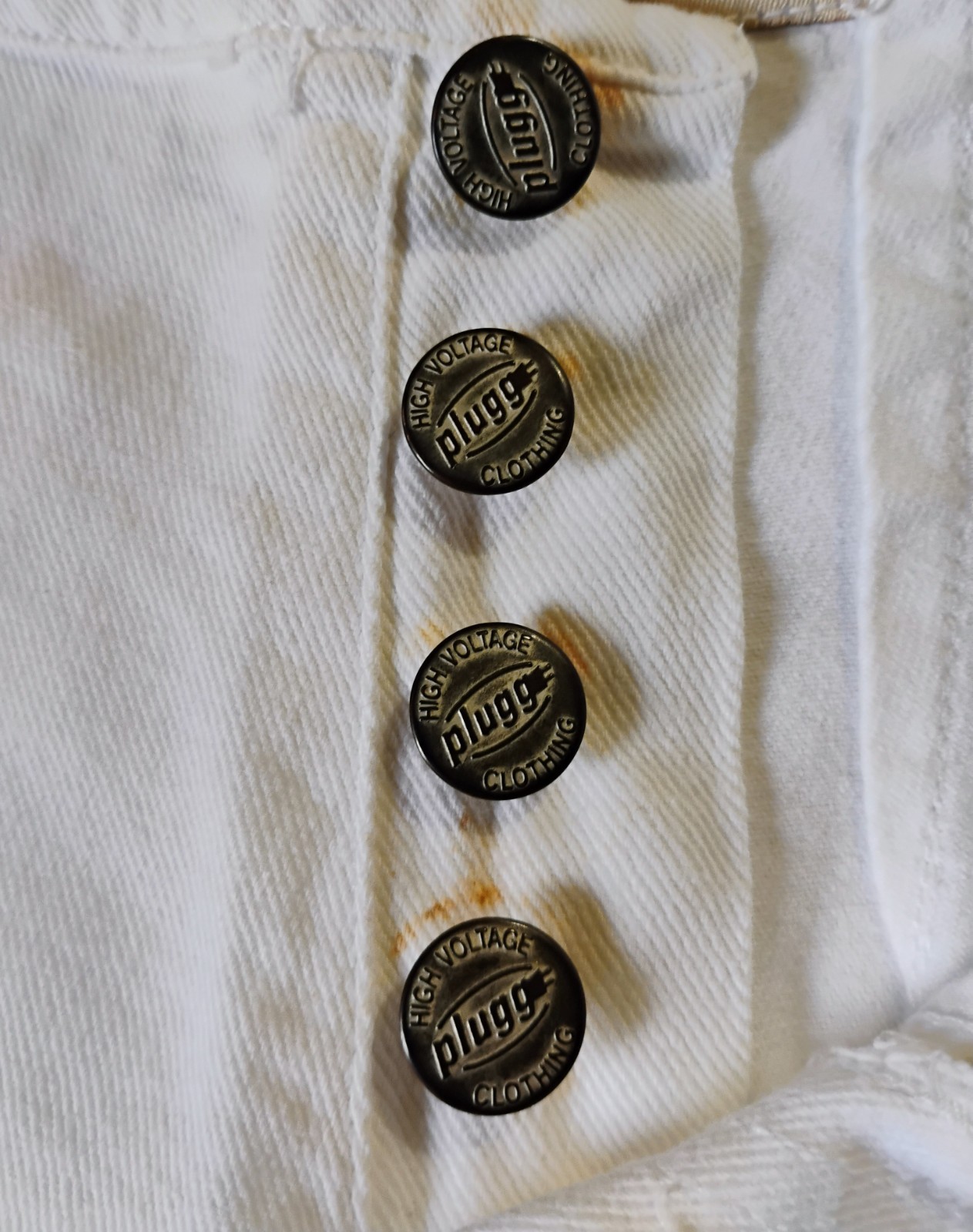 VTG 90’s „plugg Jean Wear” White Denim Button Fly Short Shorts 7