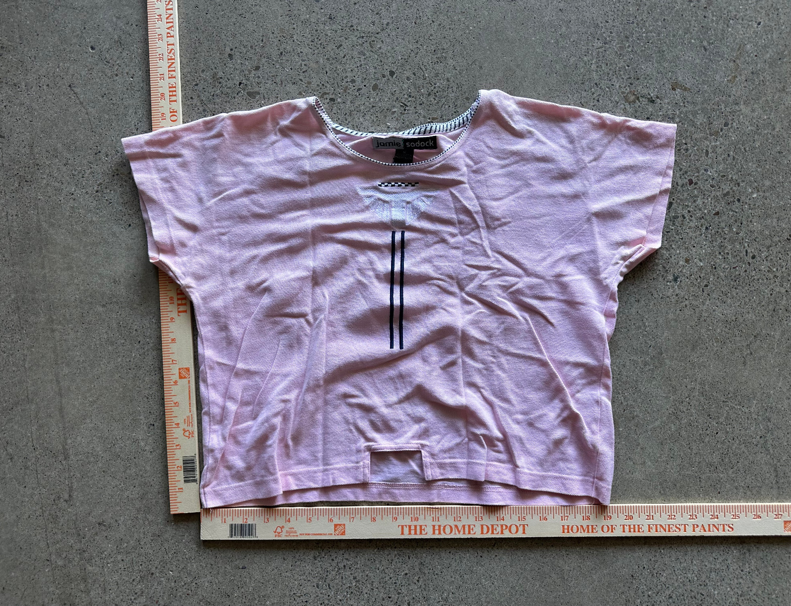 Vintage 1990s Jamie Sadock Pink Cotton Embroidered Cropped Top Size M