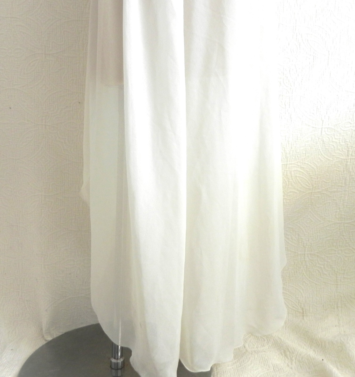Vtg Georgette Trabolsi Robe Chiffon Maxi Cap Sleeve Belted Ruffle Size S