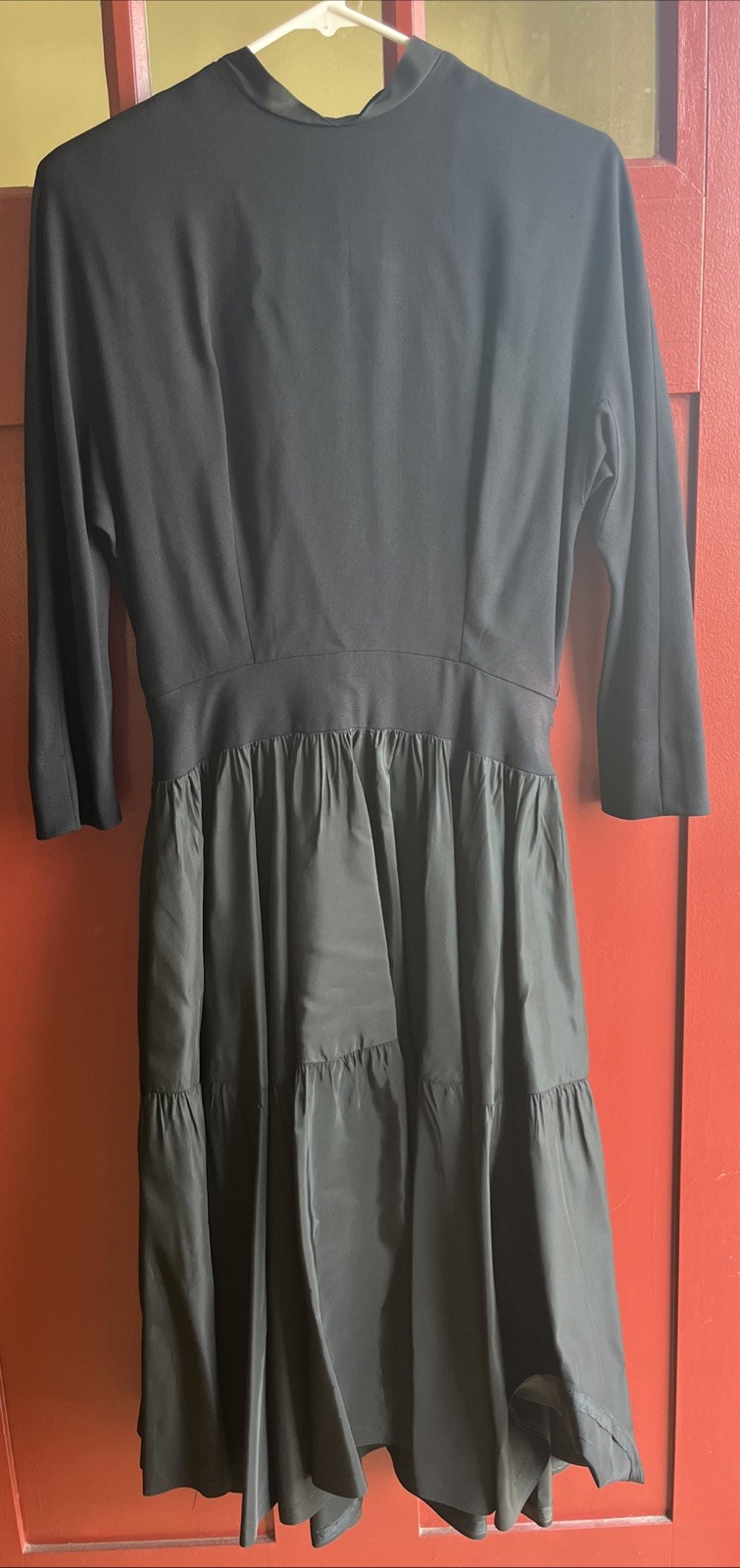 Original FRANKLIN CHICAGO Vintage Black Taffeta Dress Formal 1940’s Sz S GC